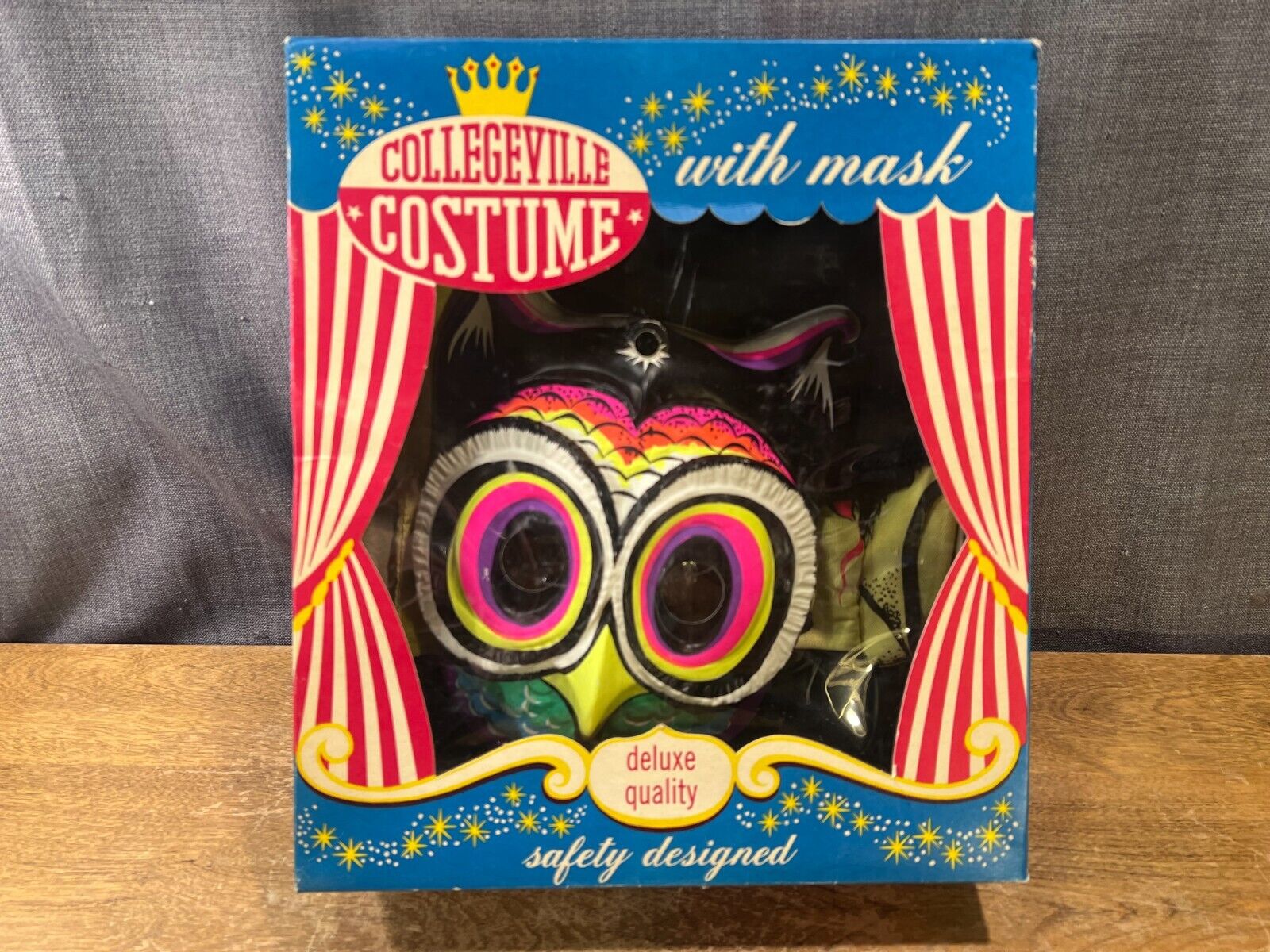 Vintage Collegeville Costume Blink\'n Owl Battery Op Blinker Halloween Bird Mask