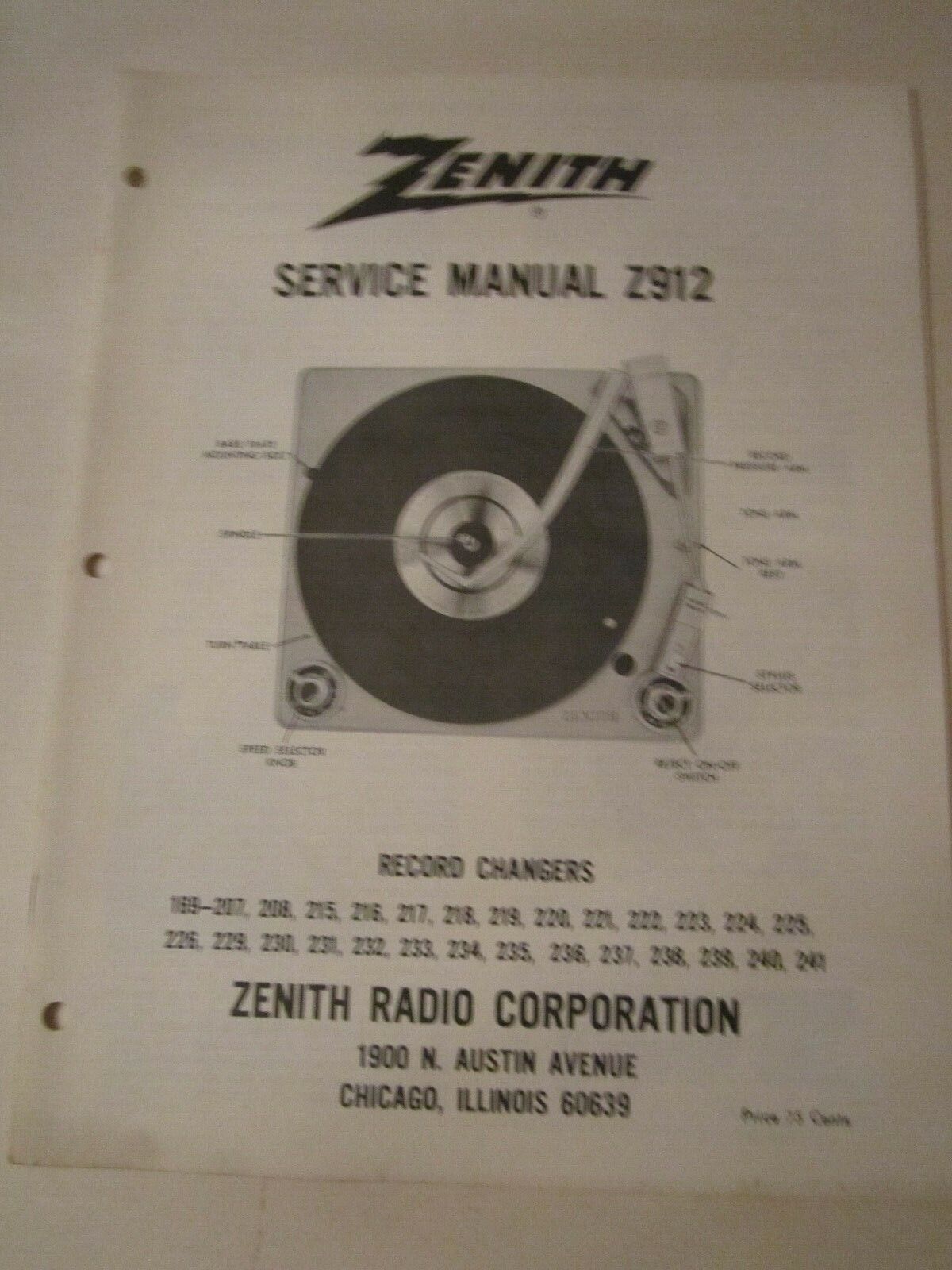 LOT OF 9 ZENITH STEREO SERVICE MANUALS - CIRCA 1970\'S - ASSORTED LOT -  LOT Q