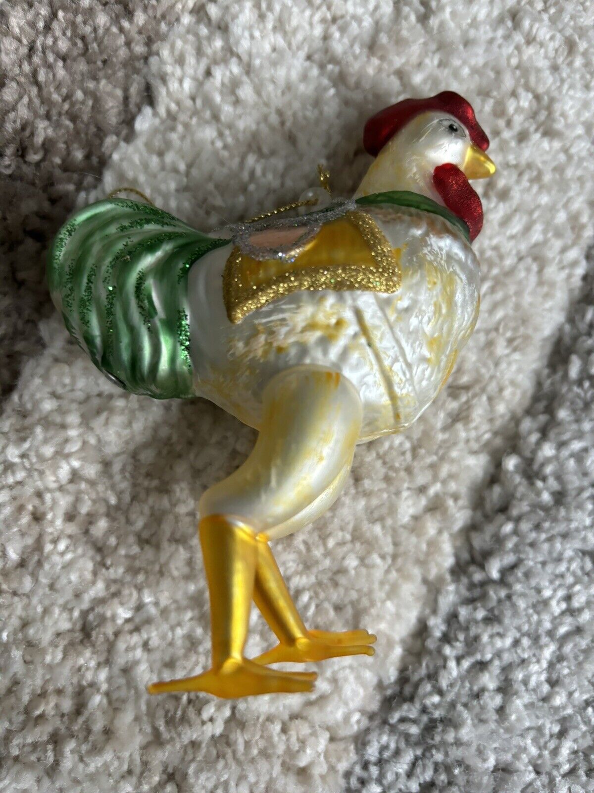 Old World Christmas Rodeo CHICKEN With Saddle  Glass Ornament EUC