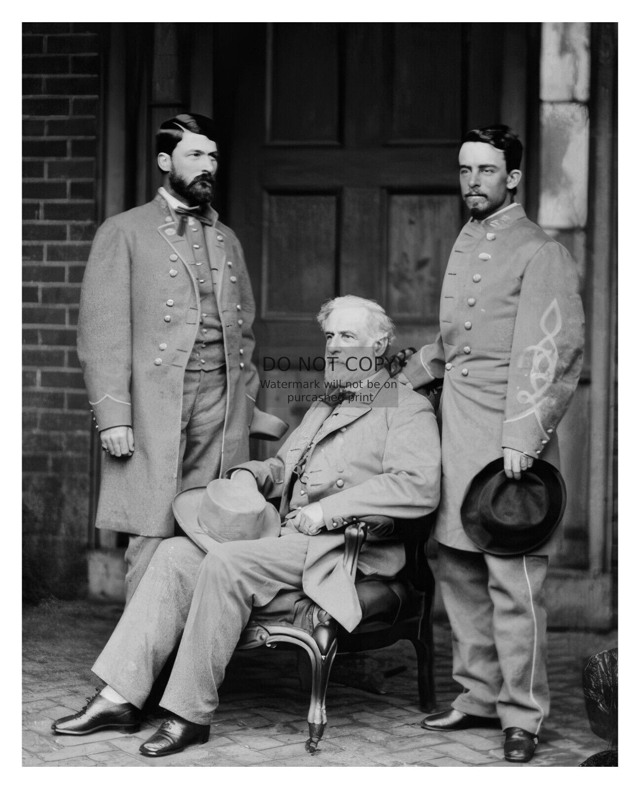 ROBERT E. LEE CONFEDERATE CIVIL WAR GENERAL WITH HIS SONS 1865 8X10 B&W PHOTO