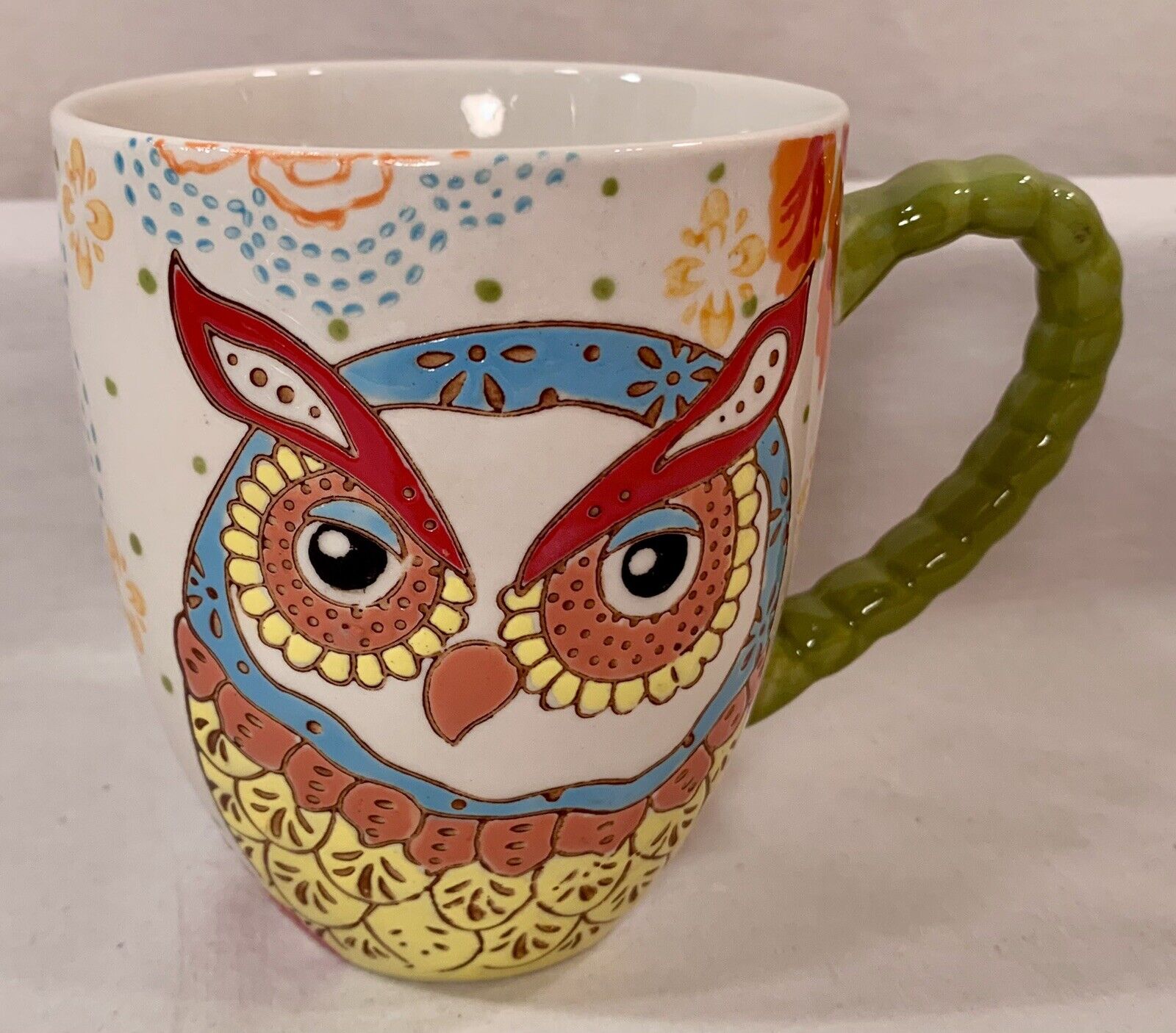 Artistic Accents Dutch Wax OWL Mug: Coastal Imports Hand Painted • Anthropologie