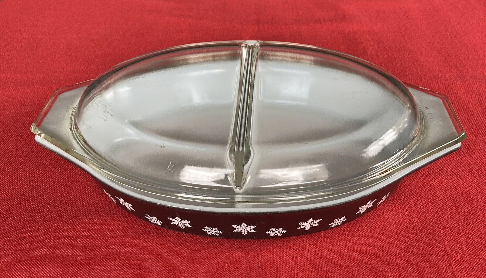 Vintage Pyrex 1.5 1 1/2 Qt Baking Dish #24 Black White Snowflake & Lid Art Deco