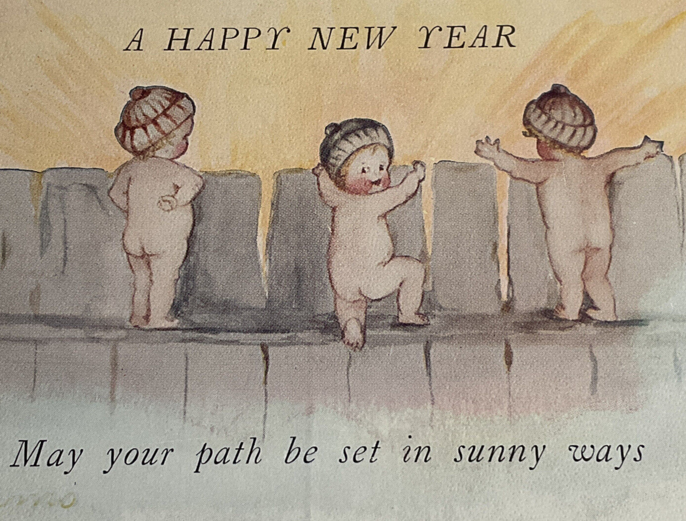 Antique 1900\'s  New Year Postcard Cute Child Lot 2