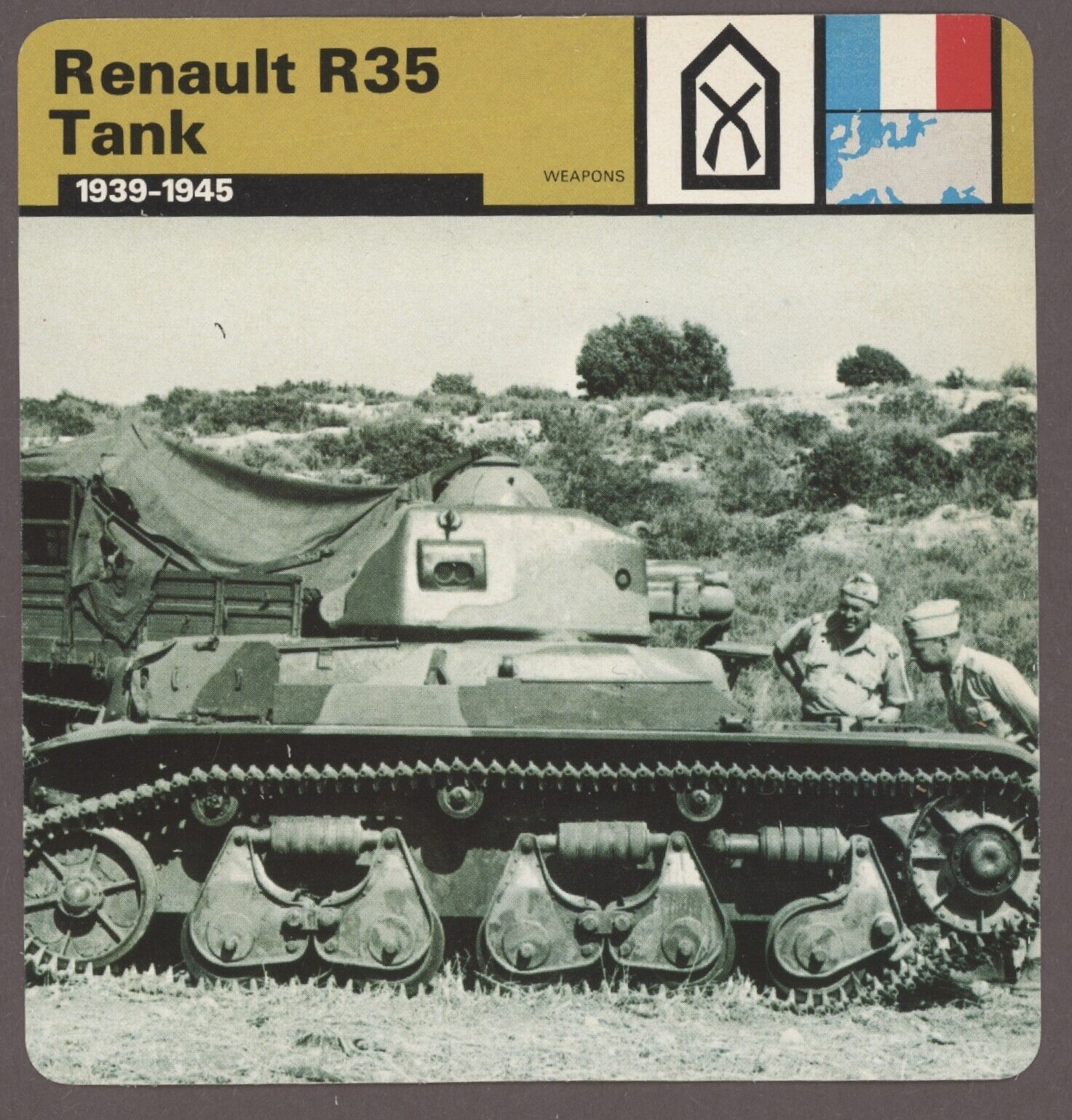 Renault R35 Tank  Edito Service Card Second World War II Weapons