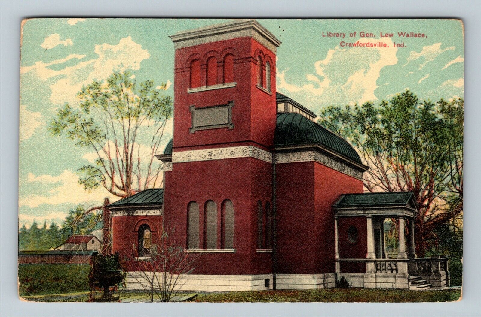 Crawfordsville IN-Indiana, Library Gen. Lew Wallace, c1910 Vintage Postcard