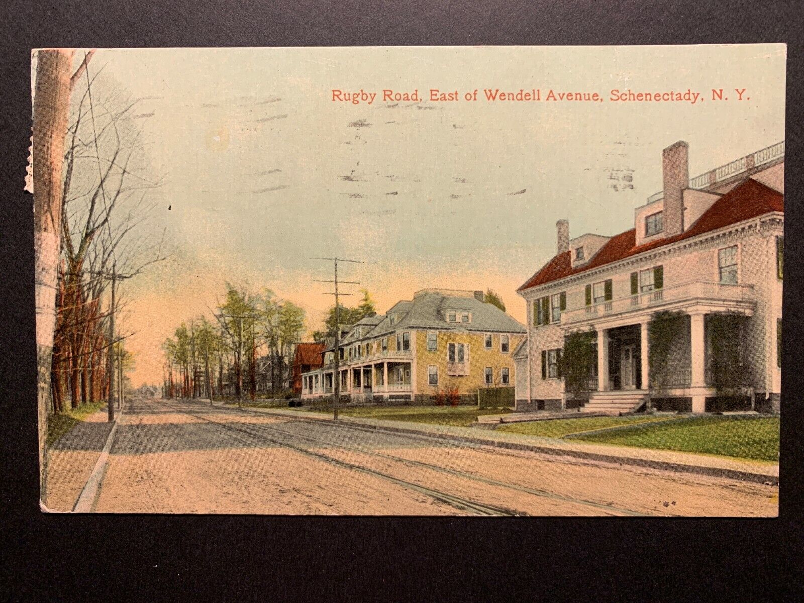 Postcard Schenectady NY - c1920s Houses Along Rugby Road East of Wendell Avenue
