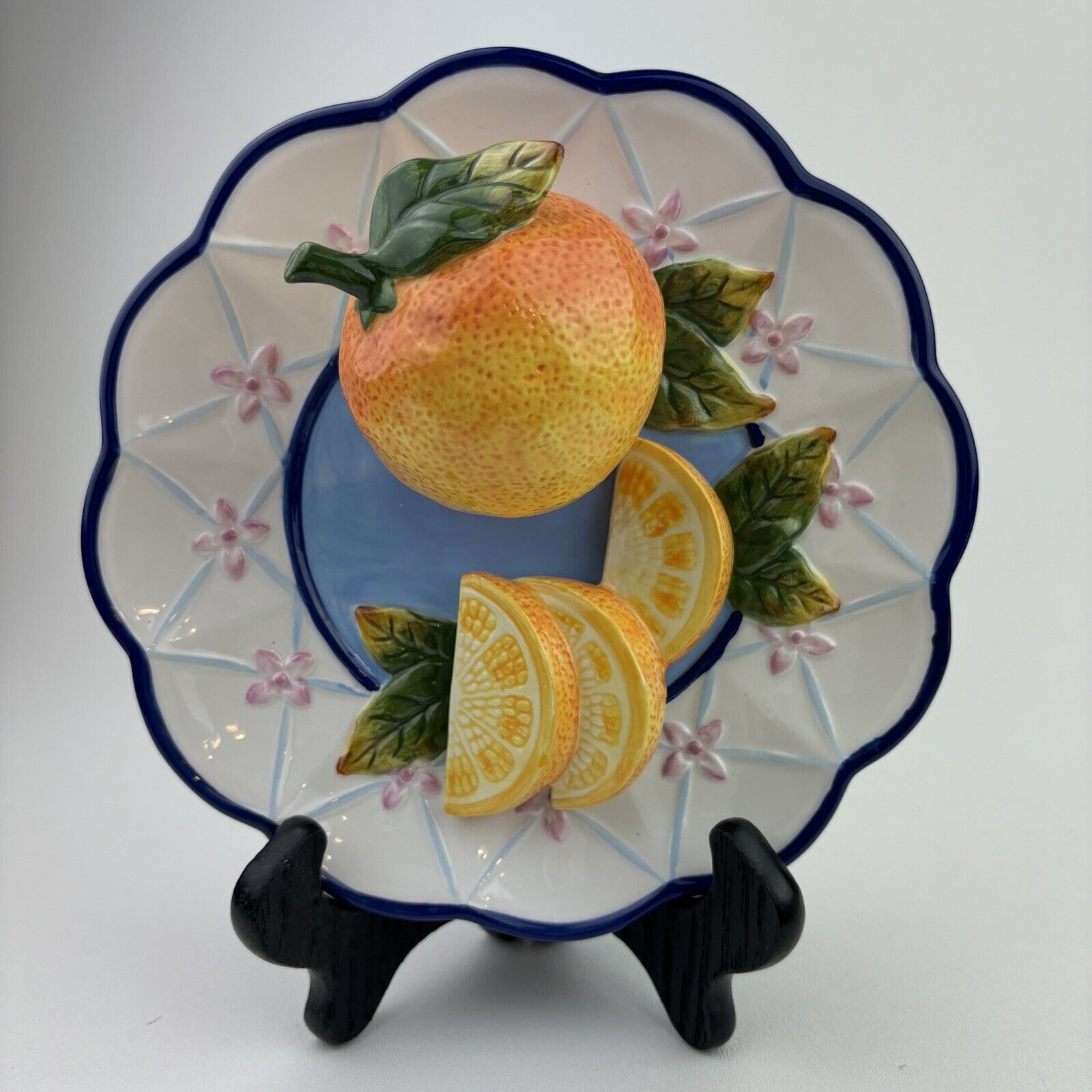 Vintage Style-Eyes by Baum Bros 3-D Hanging Collector Plate Orange Fruit 8\
