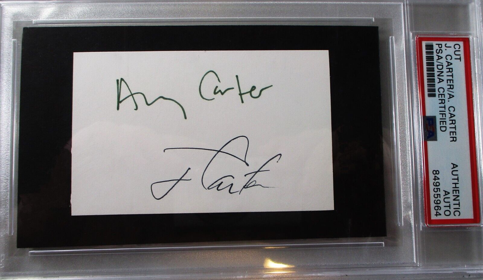 Jimmy Carter & Amy Carter / Dual Autographed Signed Cut / PSA/DNA Slabbed