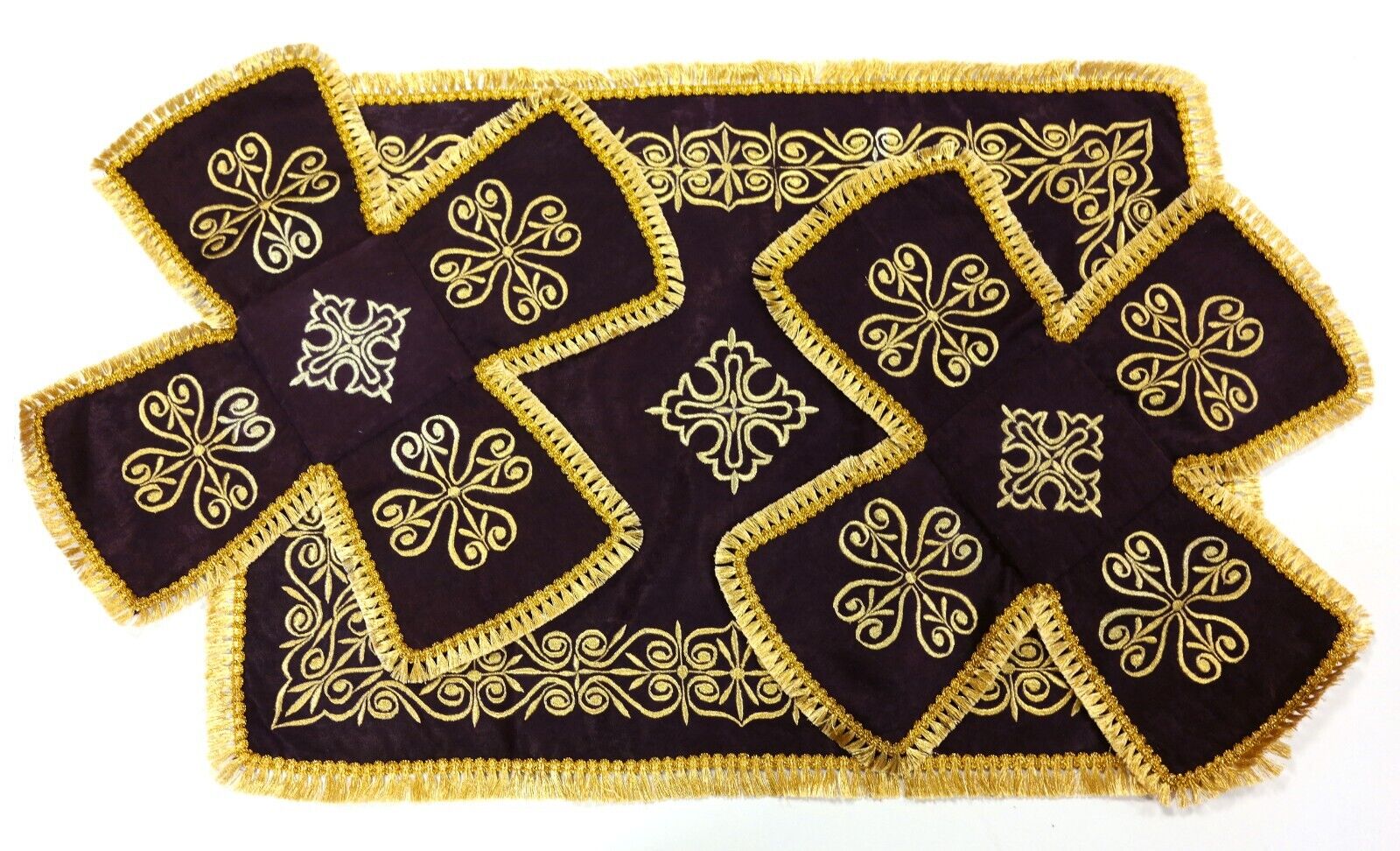 Russian Orthodox Chalice Cover Set Velvet Fabric Dark Purple Color