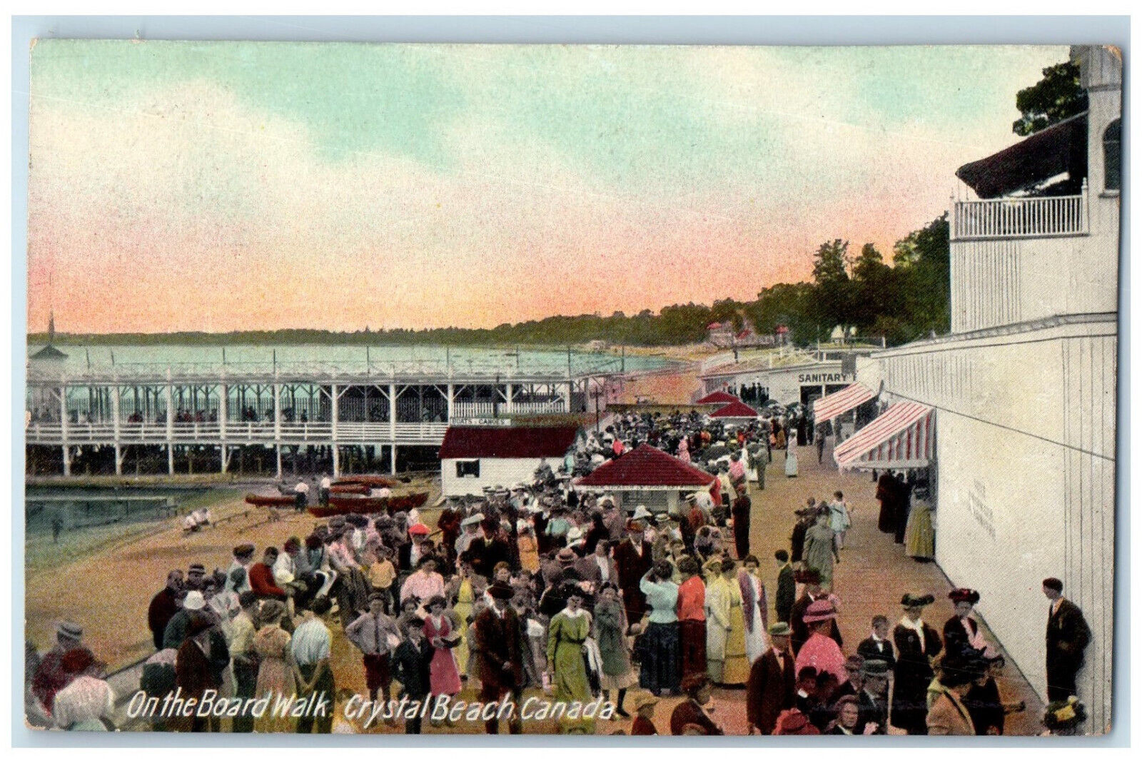 c1910 On The Board Walk Crystal Beach Ontario Canada Antique Postcard