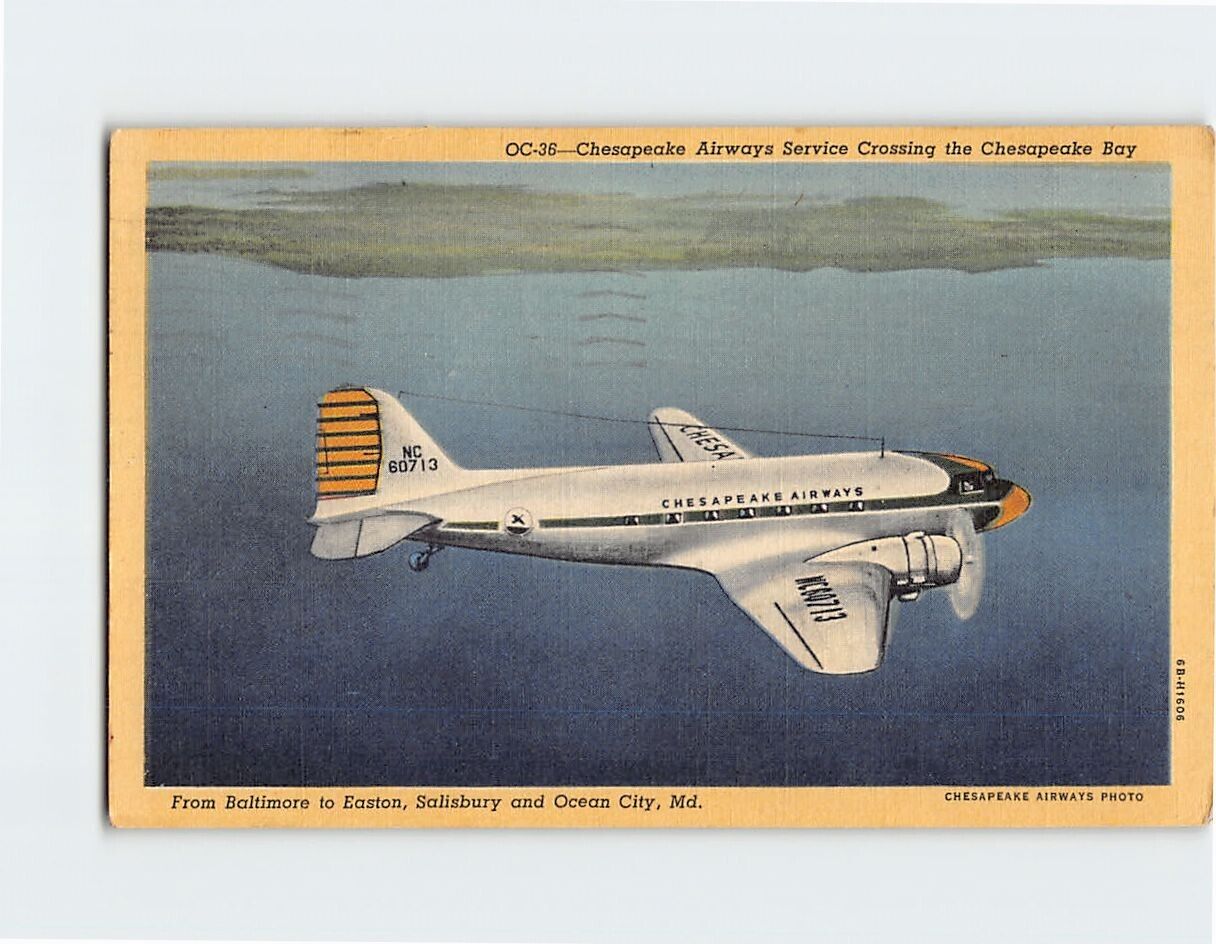 Postcard Chesapeake Airways Service Crossing the Chesapeake Bay USA