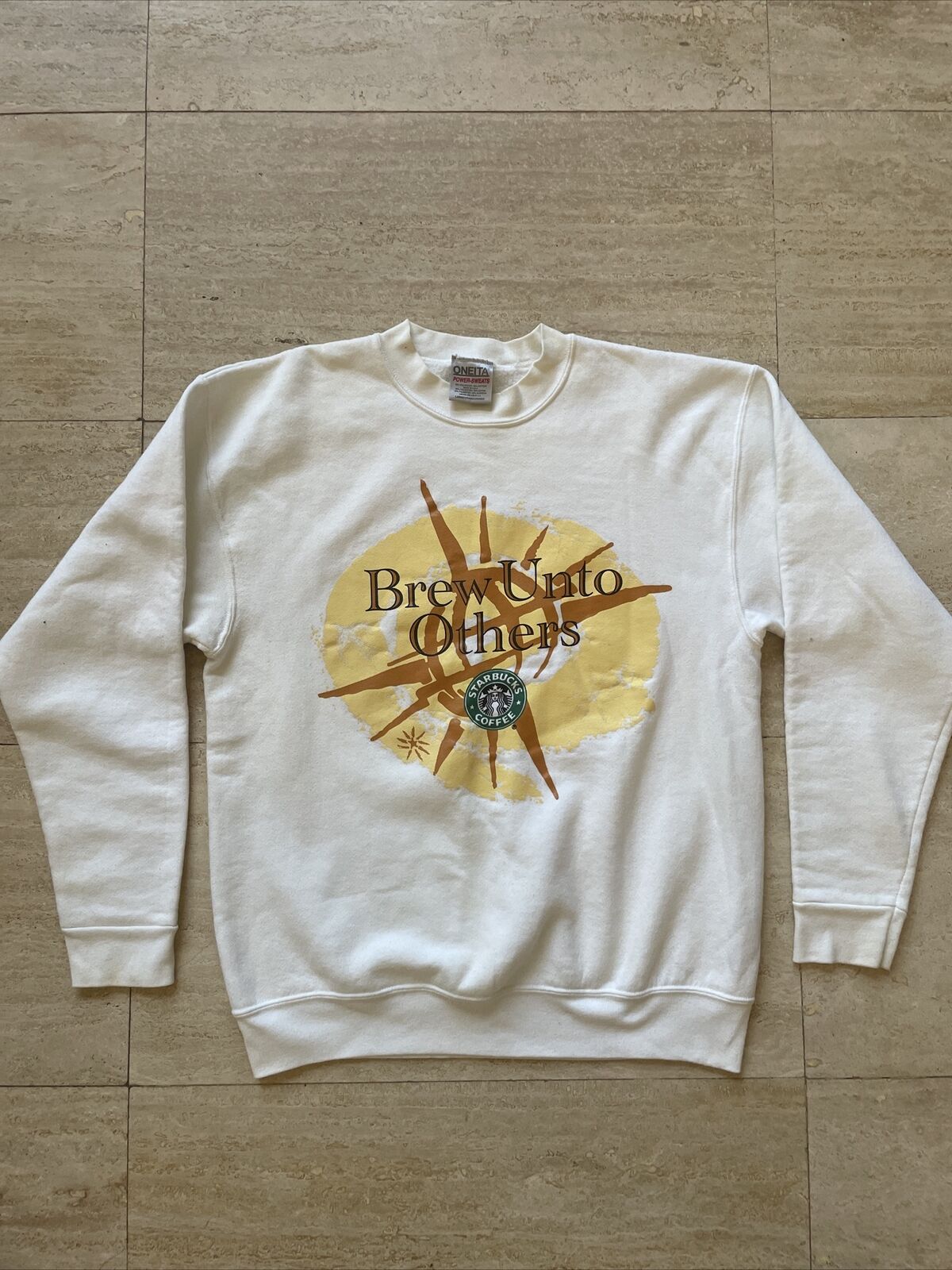 Vintage Starbucks Coffee Logo Oneita Sweatshirt Pullover Made In USA Size L