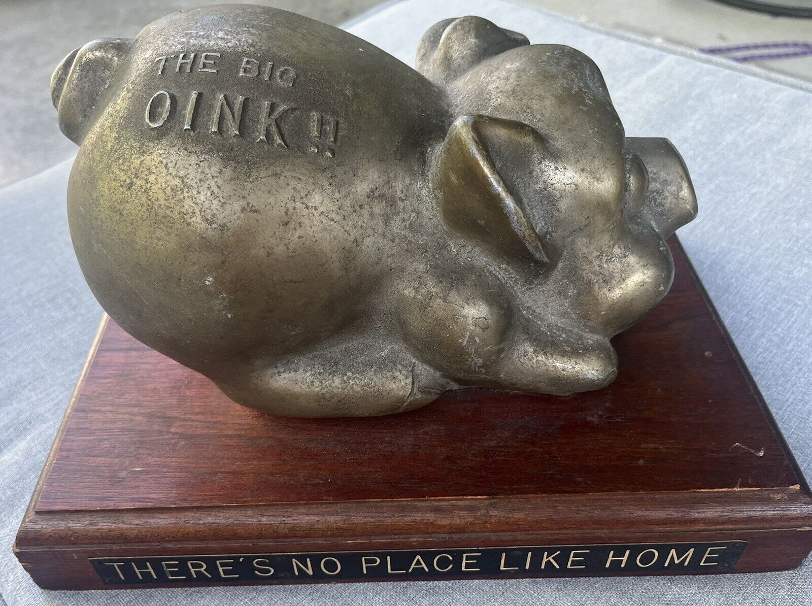 VTG Cast Iron Bronze Metal Sculpture Pig Hog Folk Art Porky Big Oink Boar Statue