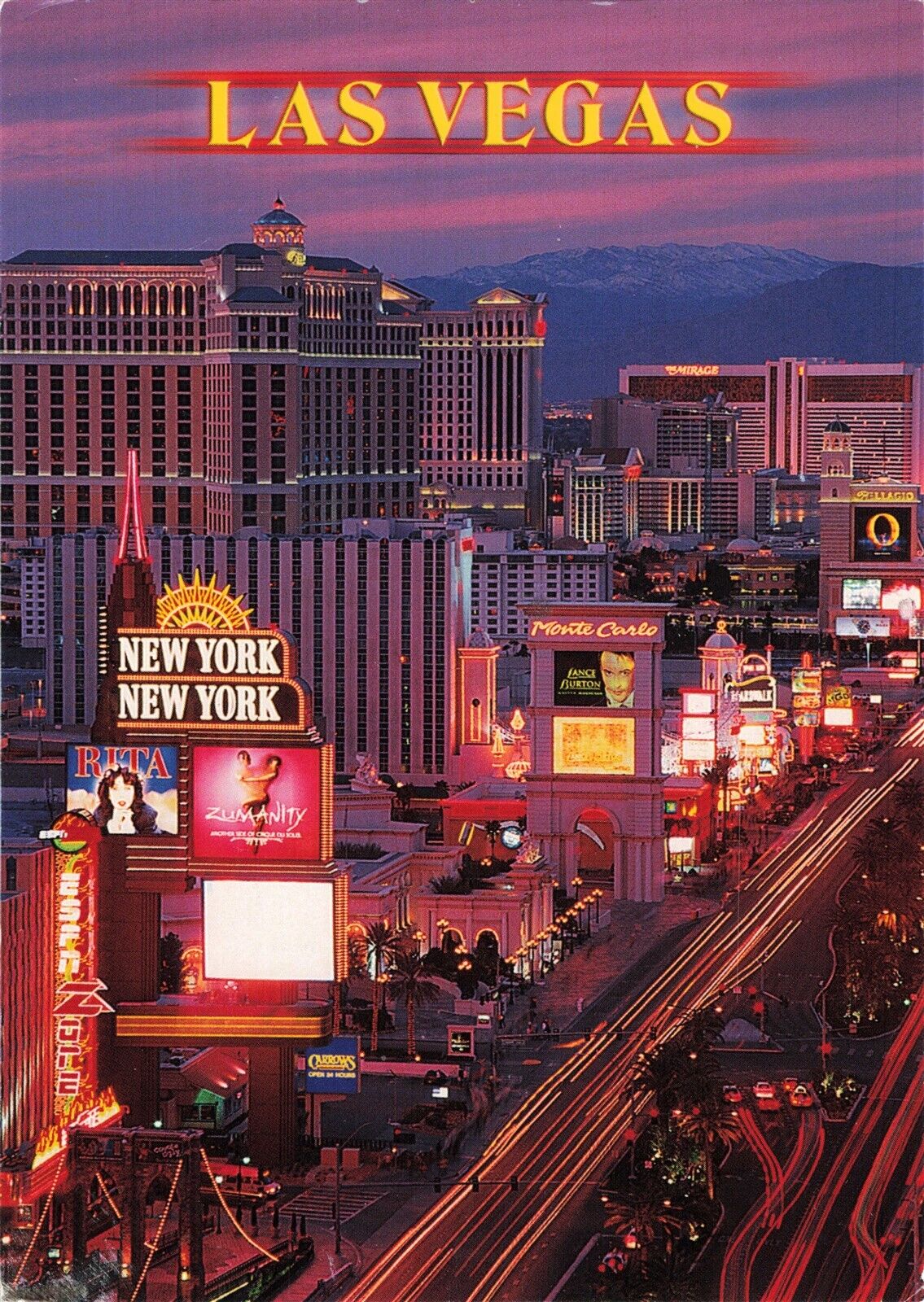 New York New York Markey Las Vegas Nevada Night View Continental Postcard C82