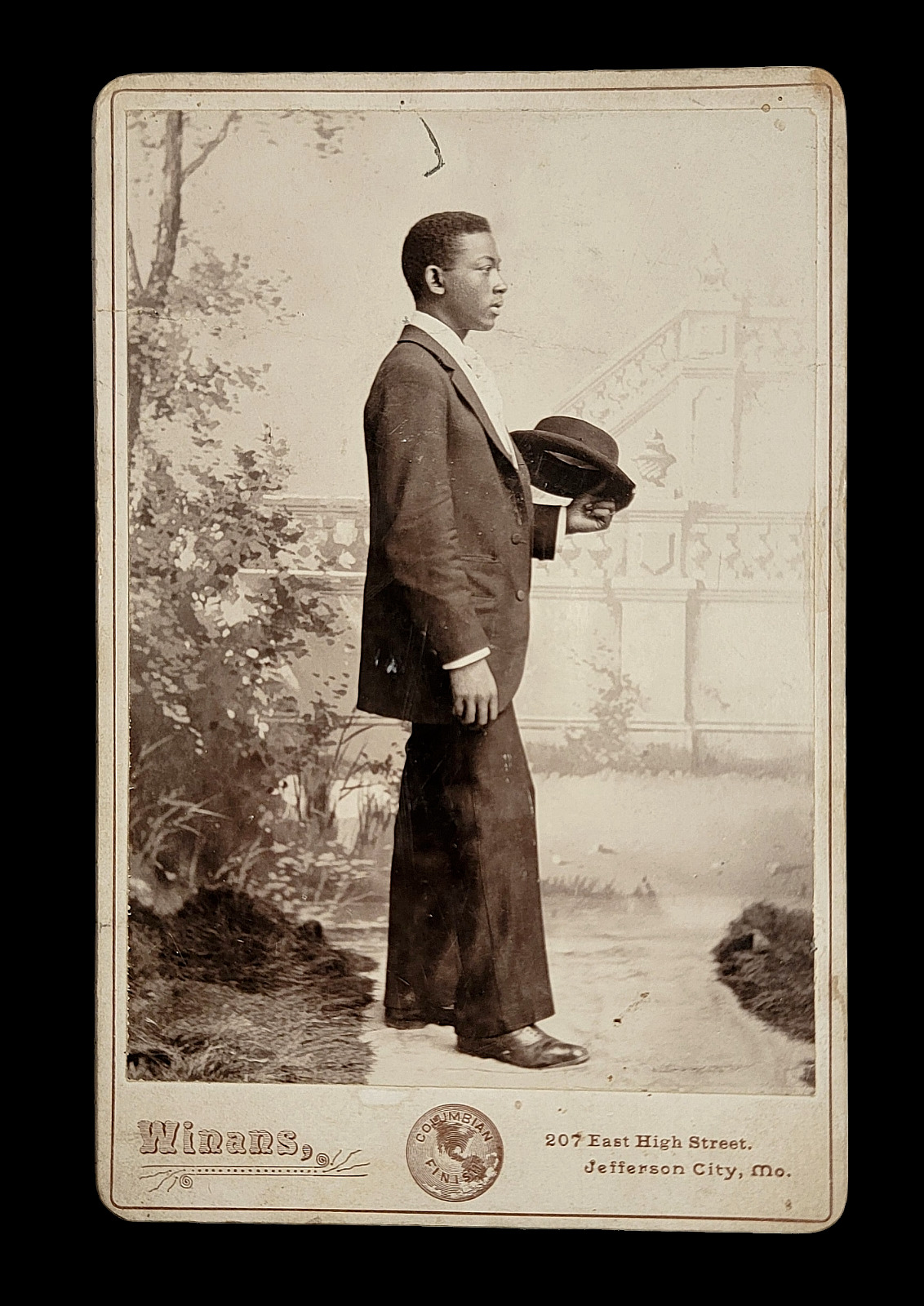Vintage Cabinet Card Picture African American Gentleman Jefferson City, MO 1895