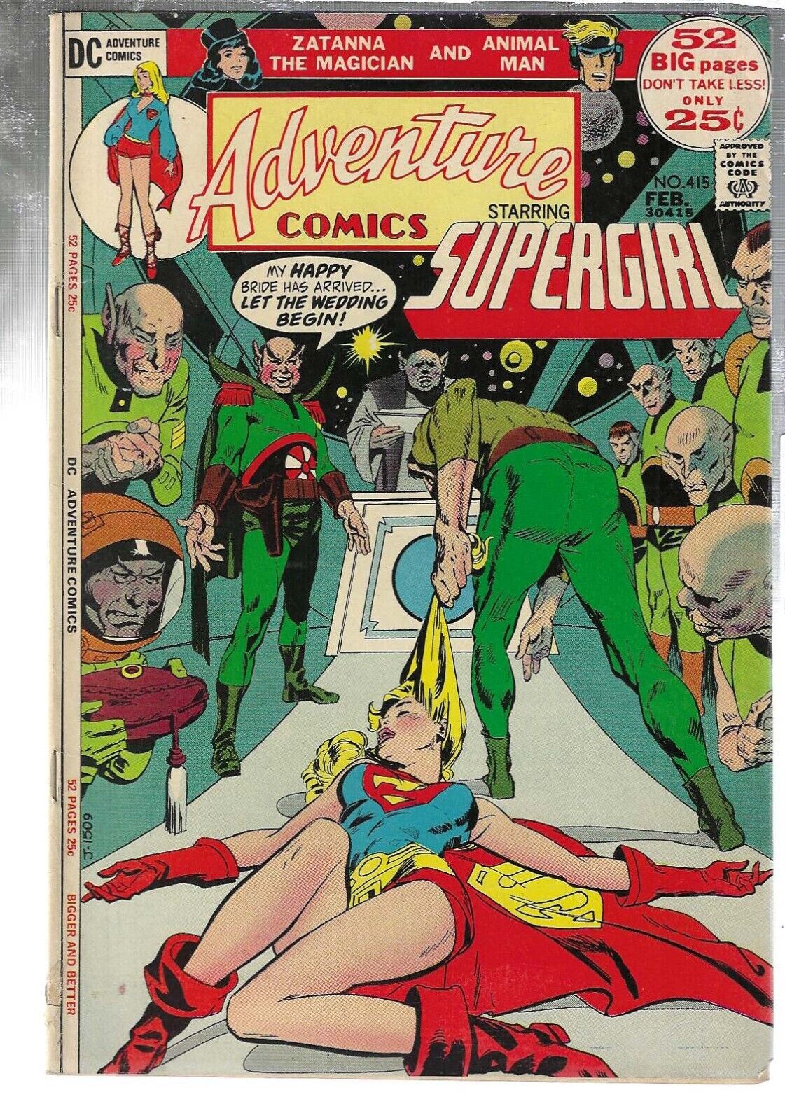 Adventure Comics #415 (1972) DC Bronze Age Supergirl-Zatanna-Animal Man VF-
