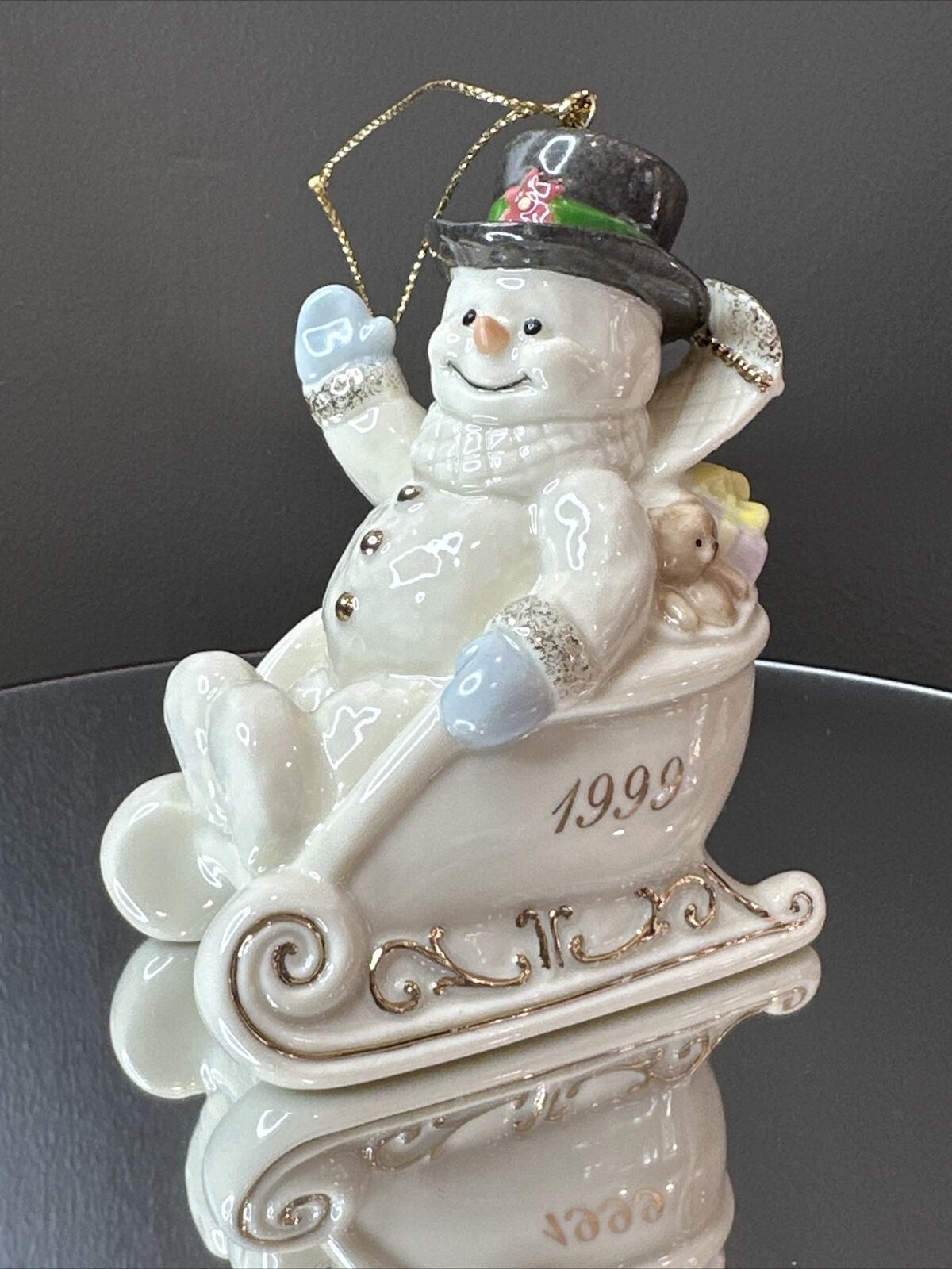 Lenox Snowman In Sleigh Ornament Collectible Christmas 1999 Vintage 