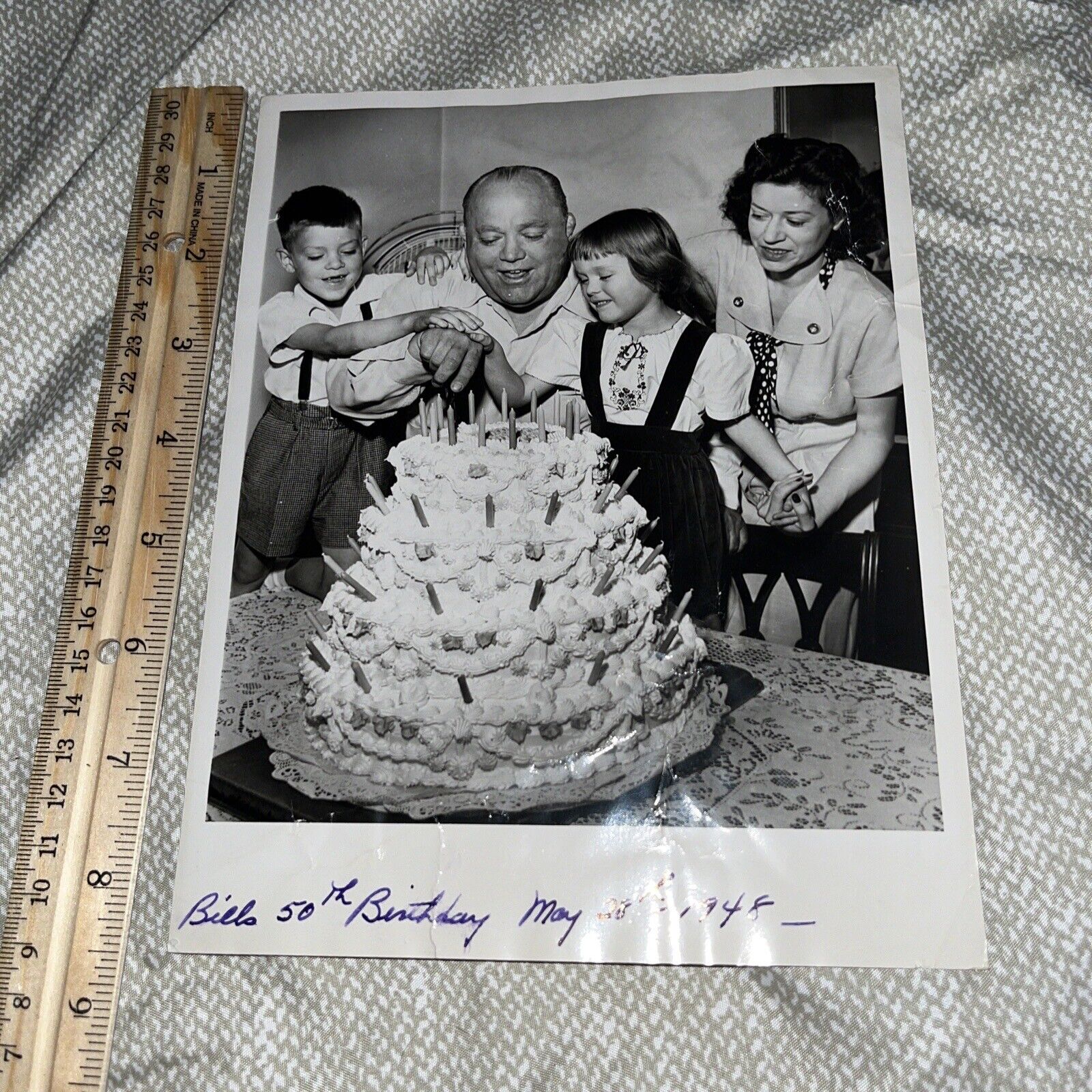 Vintage 1948 Photo of Wrestler Bill Lewis (Died 1961) 50th Birthday with Family
