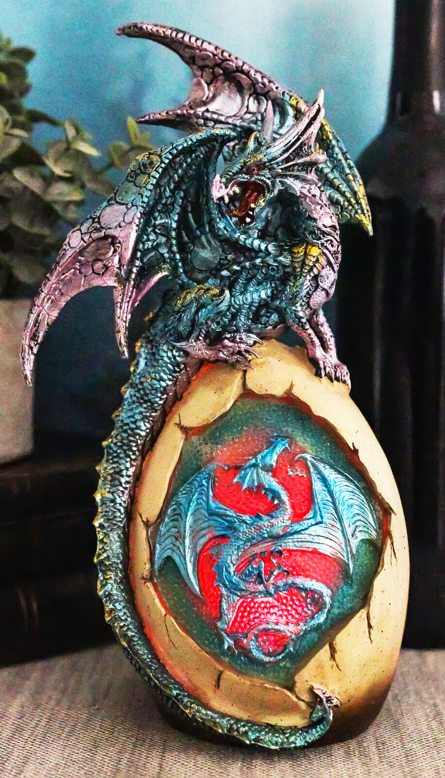 Ebros Water Dragon with LED Light Guarding Dragon Egg Collection 10\