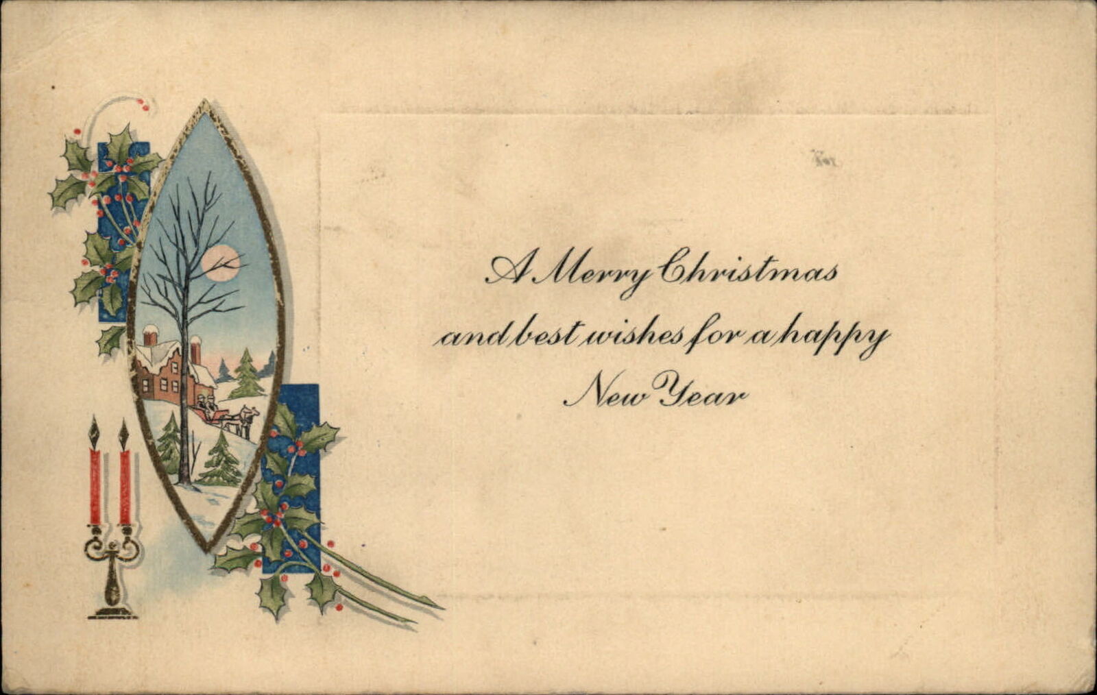 Christmas minimalist design house moon 1924 to MARY BELLE WEBERT Calcium NY