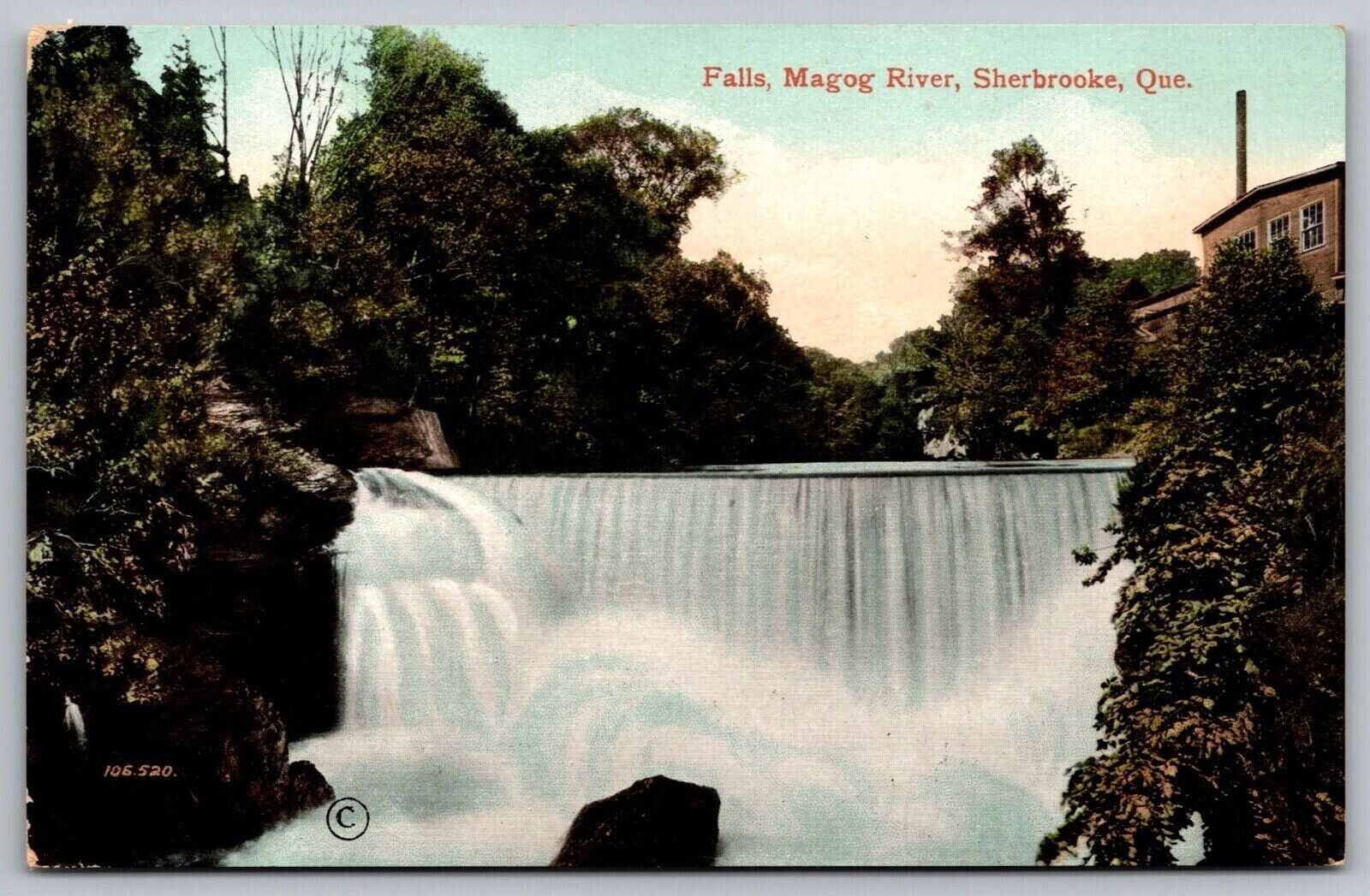 Falls Magog River Sherbrooke Quebec Canada Waterfall Cancel 1911 WOB PM Postcard