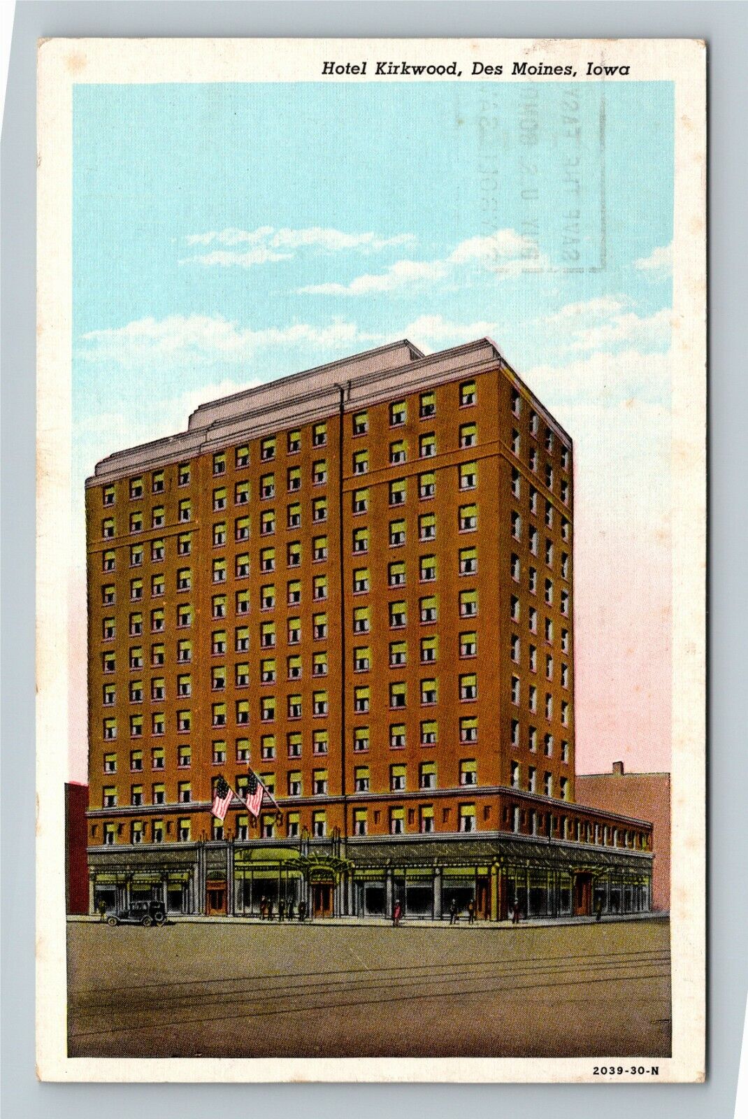 Des Moines IA, Historic Hotel Kirkwood Art Deco Style VintageIowa c1947 Postcard