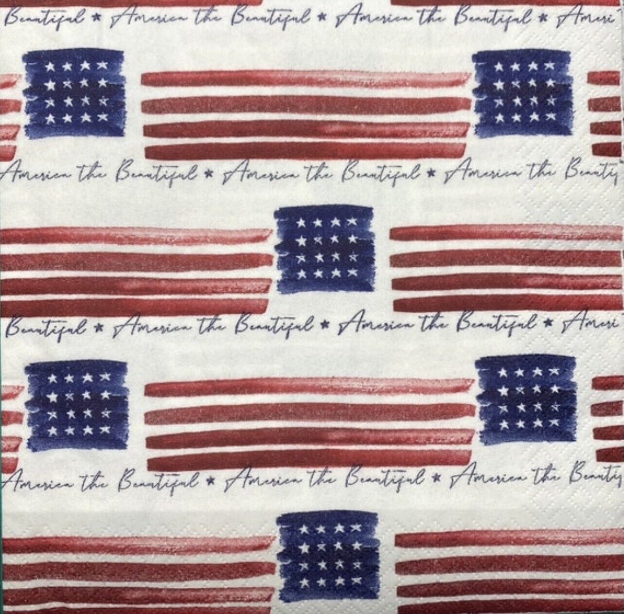 TWO Individual Luncheon Napkins For Decoupage Summer Patriotic America Flag