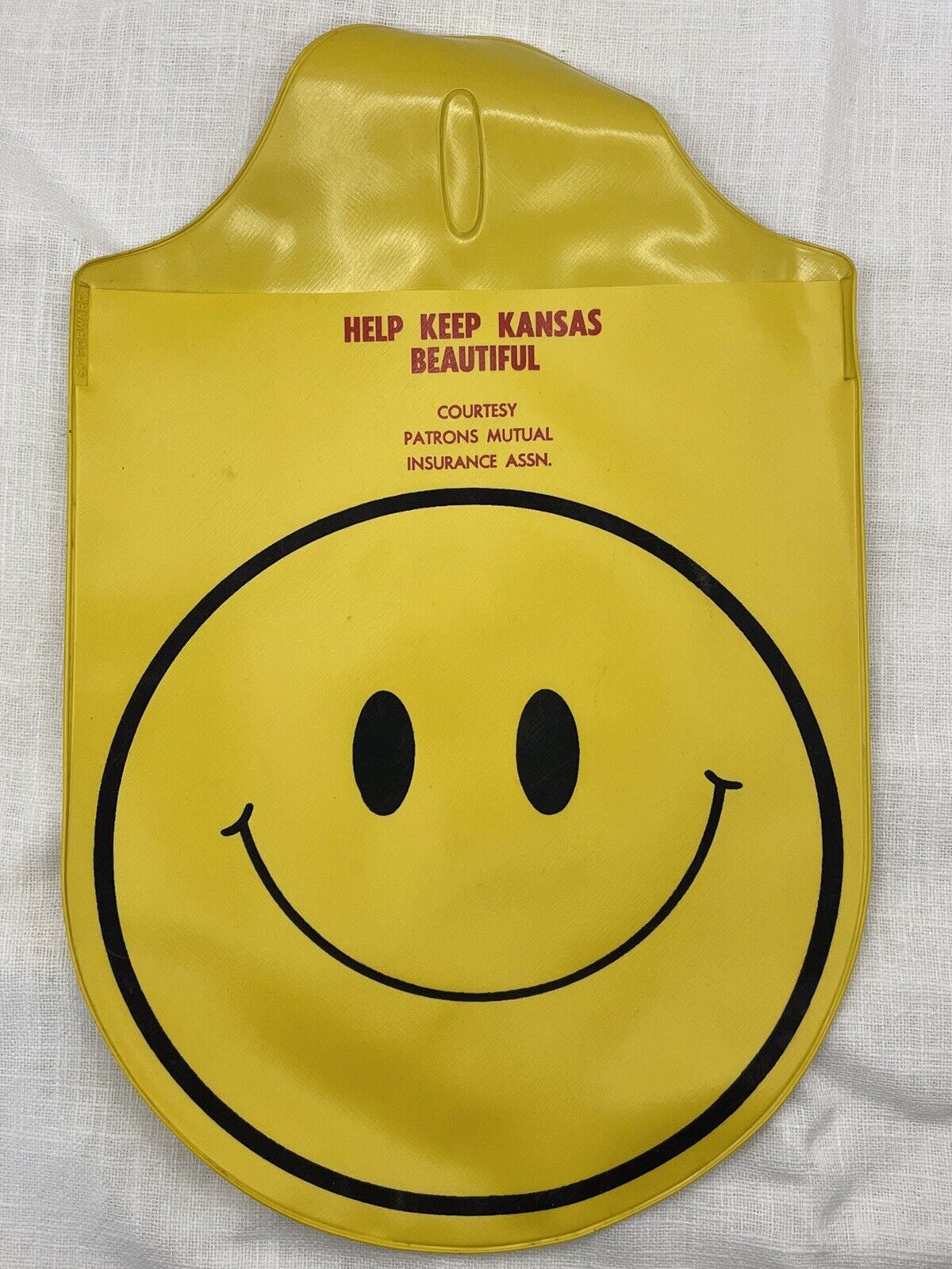 Vintage Happy Smiley Face Car Traveling Trash Garbage Bag Container NOS MCM