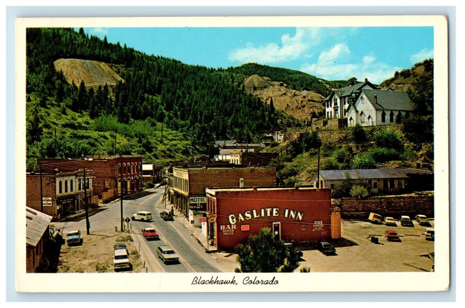 c1930\'s View Of Blackhawk Colorado CO, Gaslite Inn Road Cars Vintage Postcard