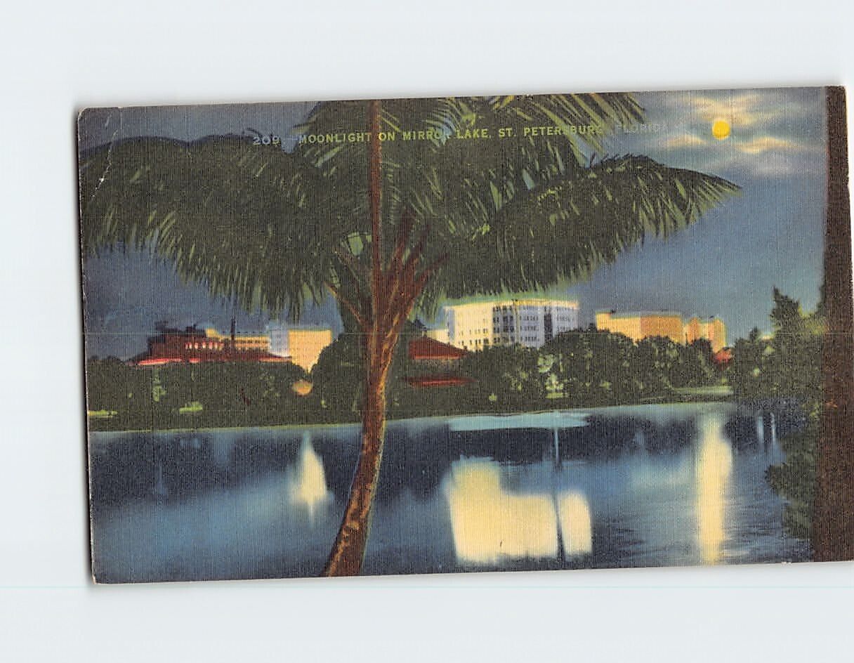 Postcard Moonlight on Mirror Lake St. Petersburg Florida USA