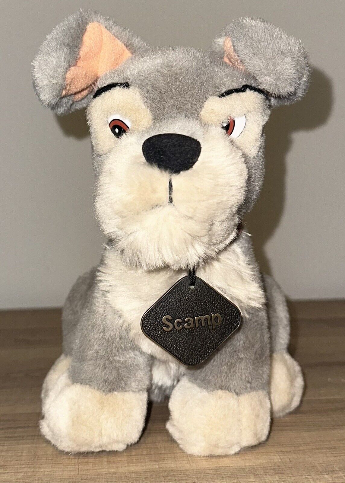 Disney Lady & the Tramp II Scamp Gray Puppy Dog Stuffed Animal Plush Metal Tag