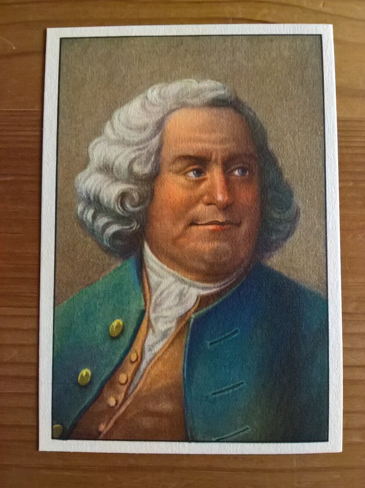 Gutermann trade card: Benjamin Franklin, Famous Men 1938 no. 35