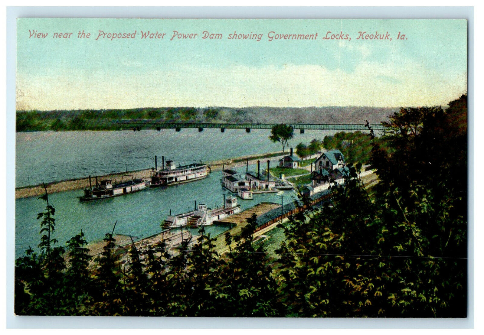 c1910s View Near The Proposed Water Power Dam, Govt. Locks Keokuk Iowa Postcard