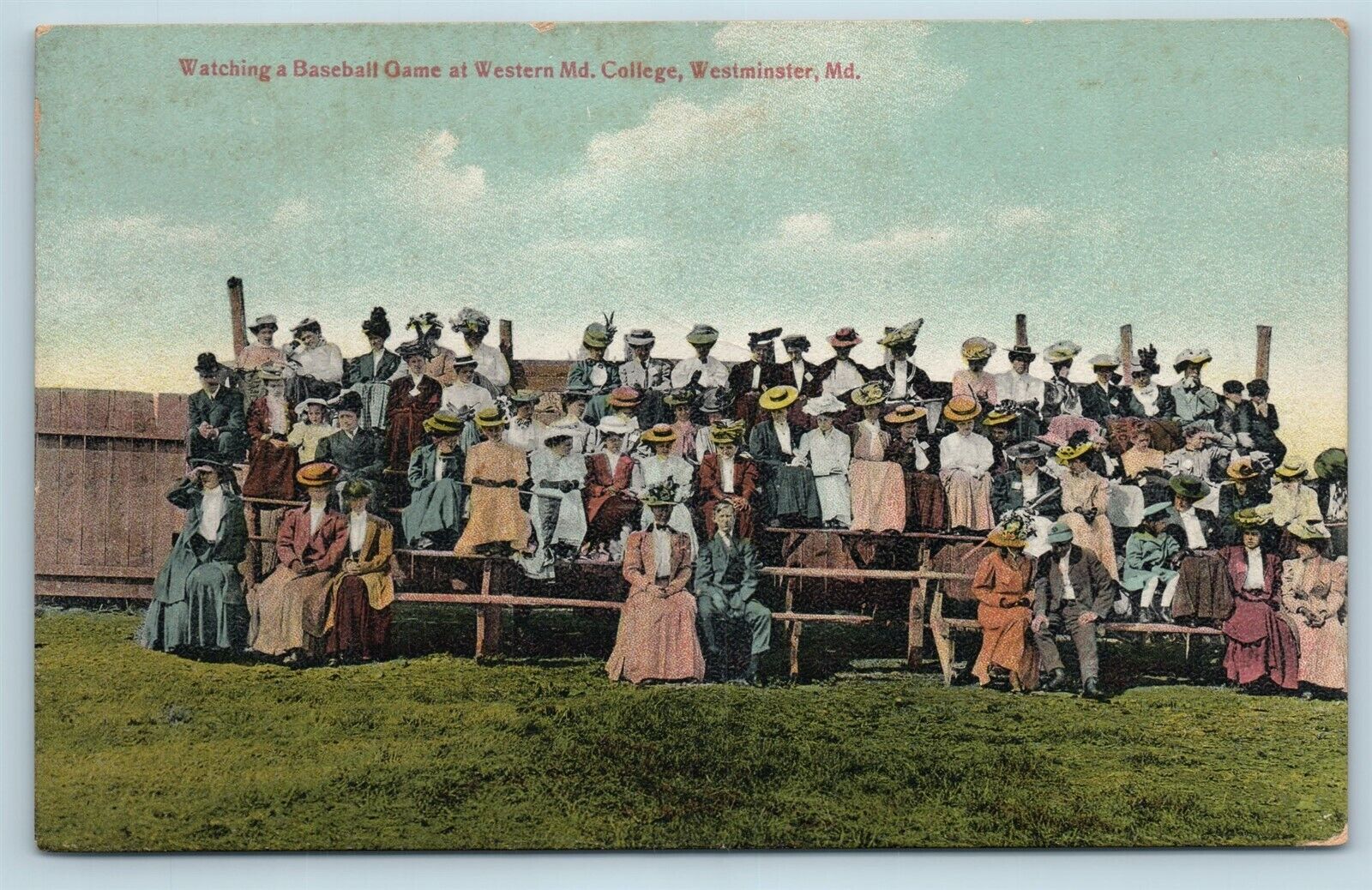 Postcard MD Westminster Watching Baseball Game Western Maryland College AA16