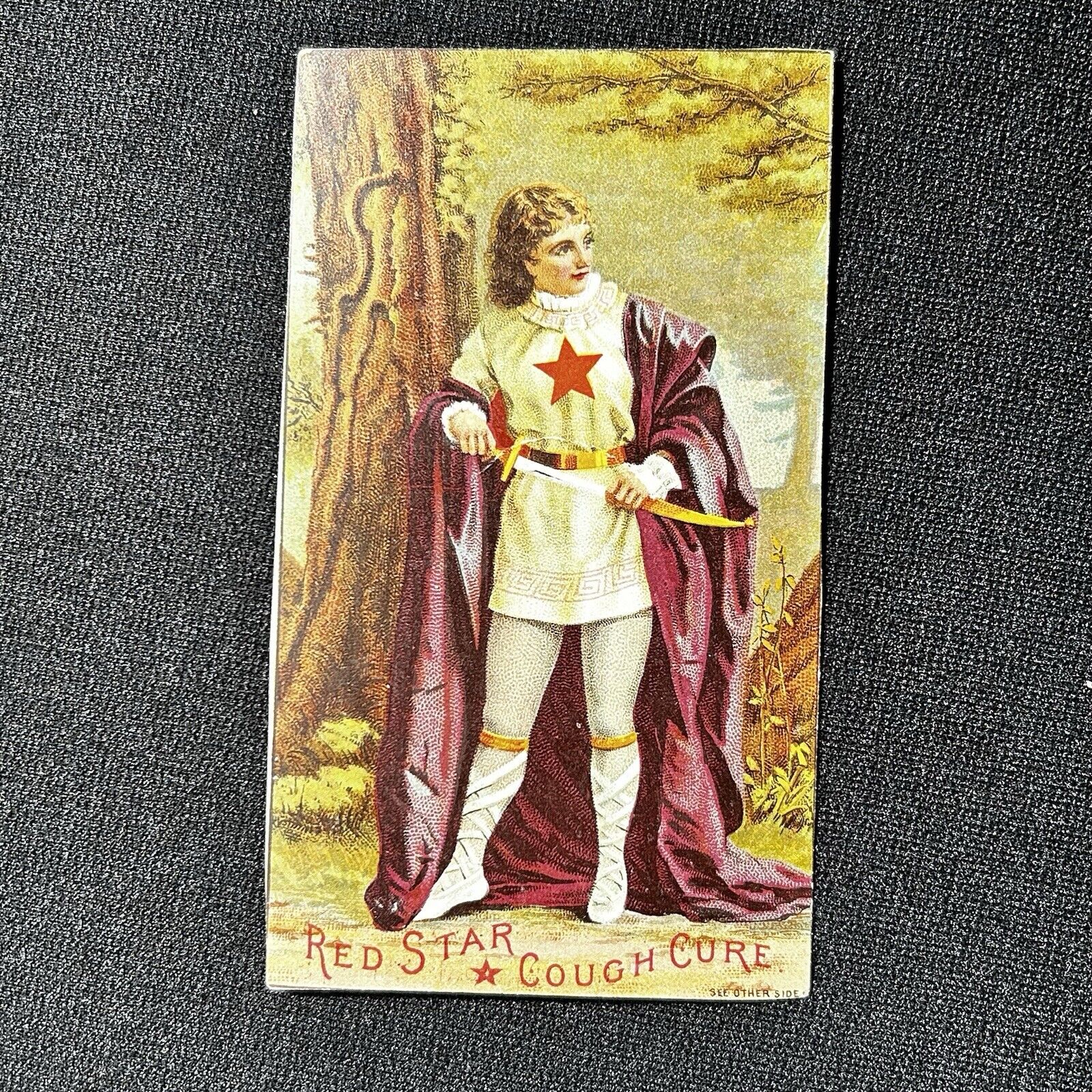 1880s Red Star Cough Cure Trade Card Charles Vogeler, T A Baxter Grand Rapids