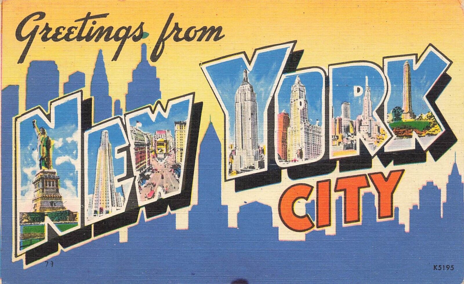 Greetings From New York City Vintage Postcard PM 1953 Westport CT E26