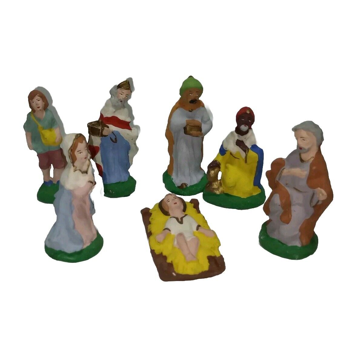 Vintage Italian Christmas Nativity set -  Hand painted Lot of 7 Made In Italy