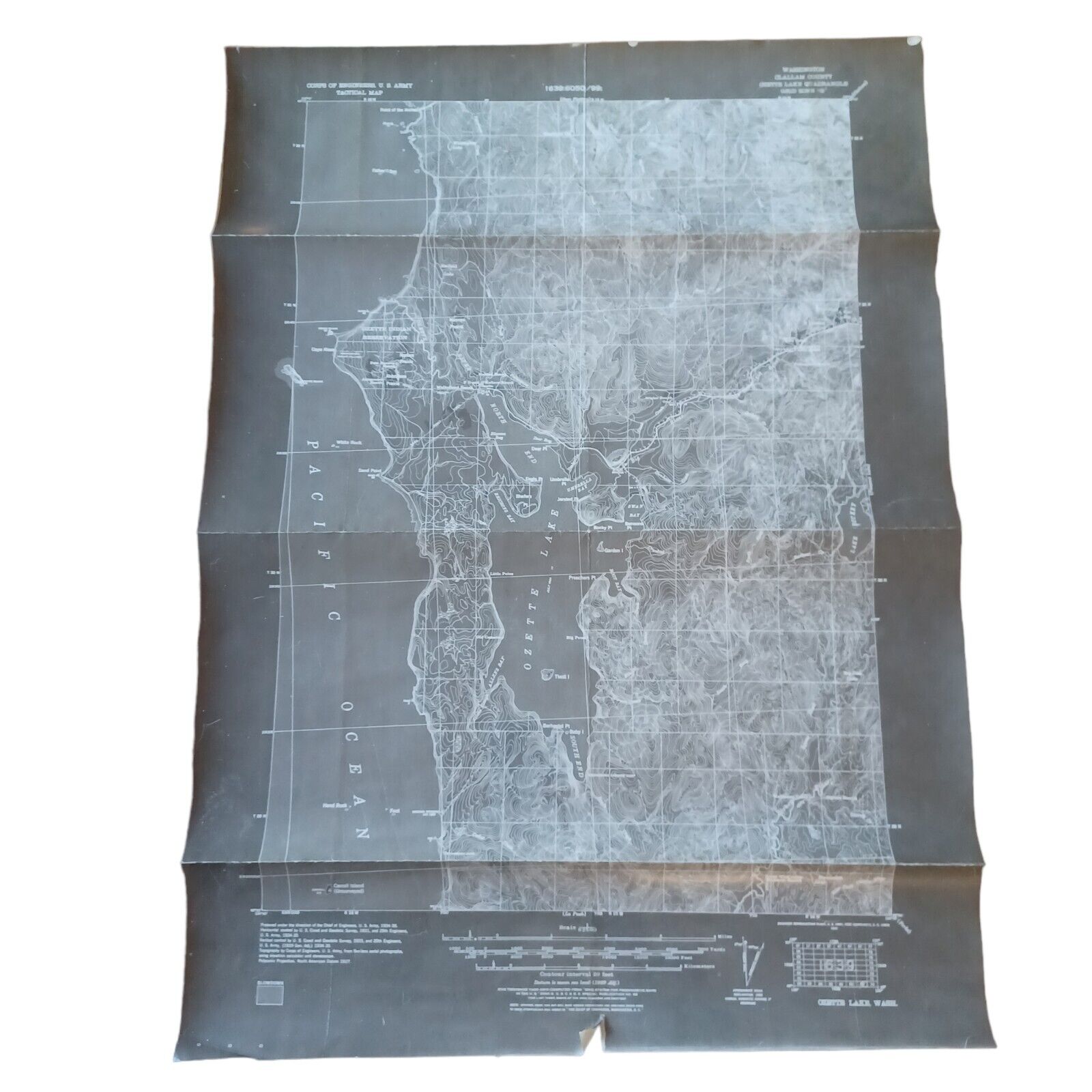 1935 Ozette Lake Clallum Co. Quadrangle \Washington USGS Army Corps Tactical Map