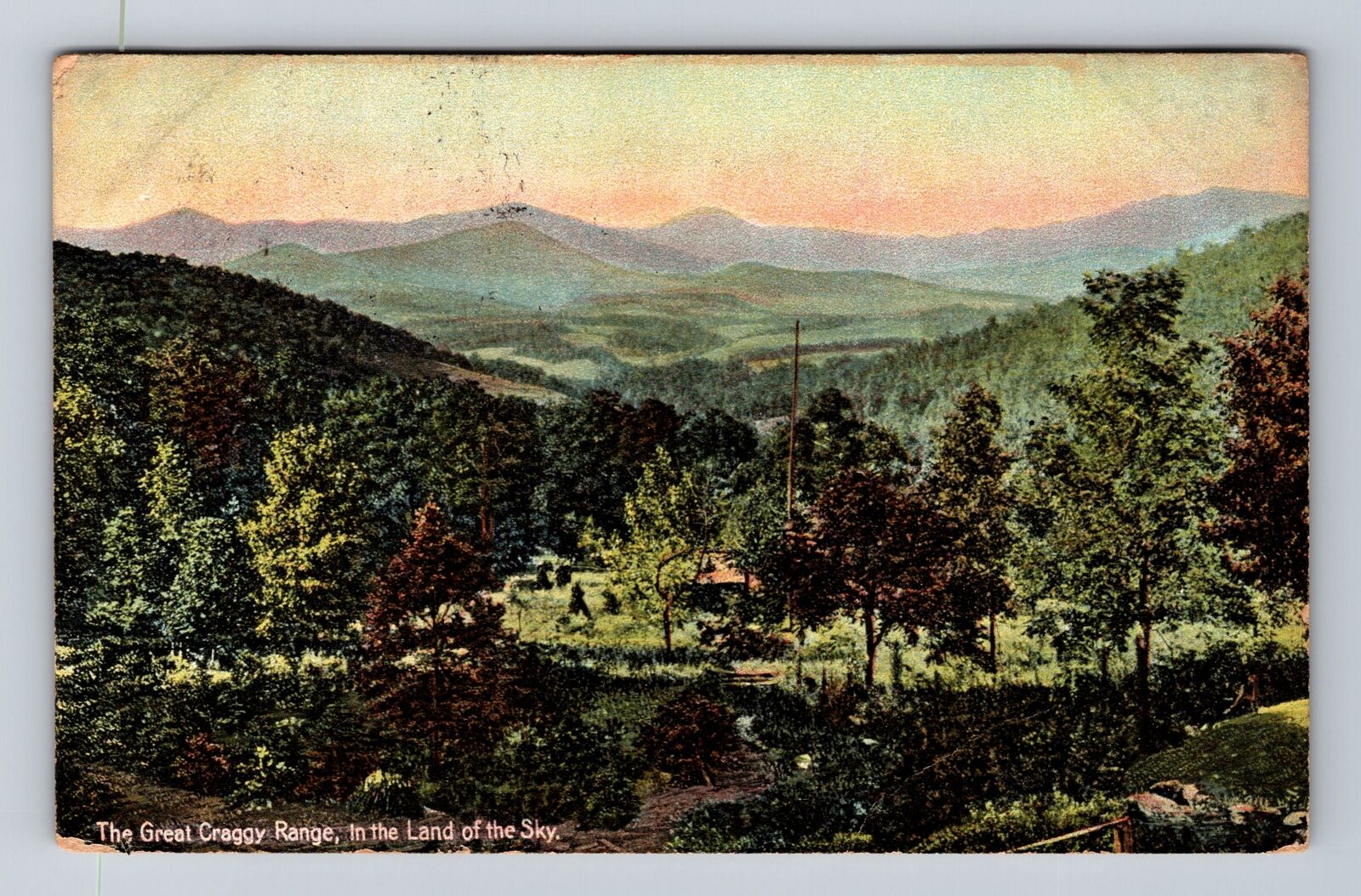 Buncombe County NC-North Carolina, Great Craggy Range, Vintage Postcard