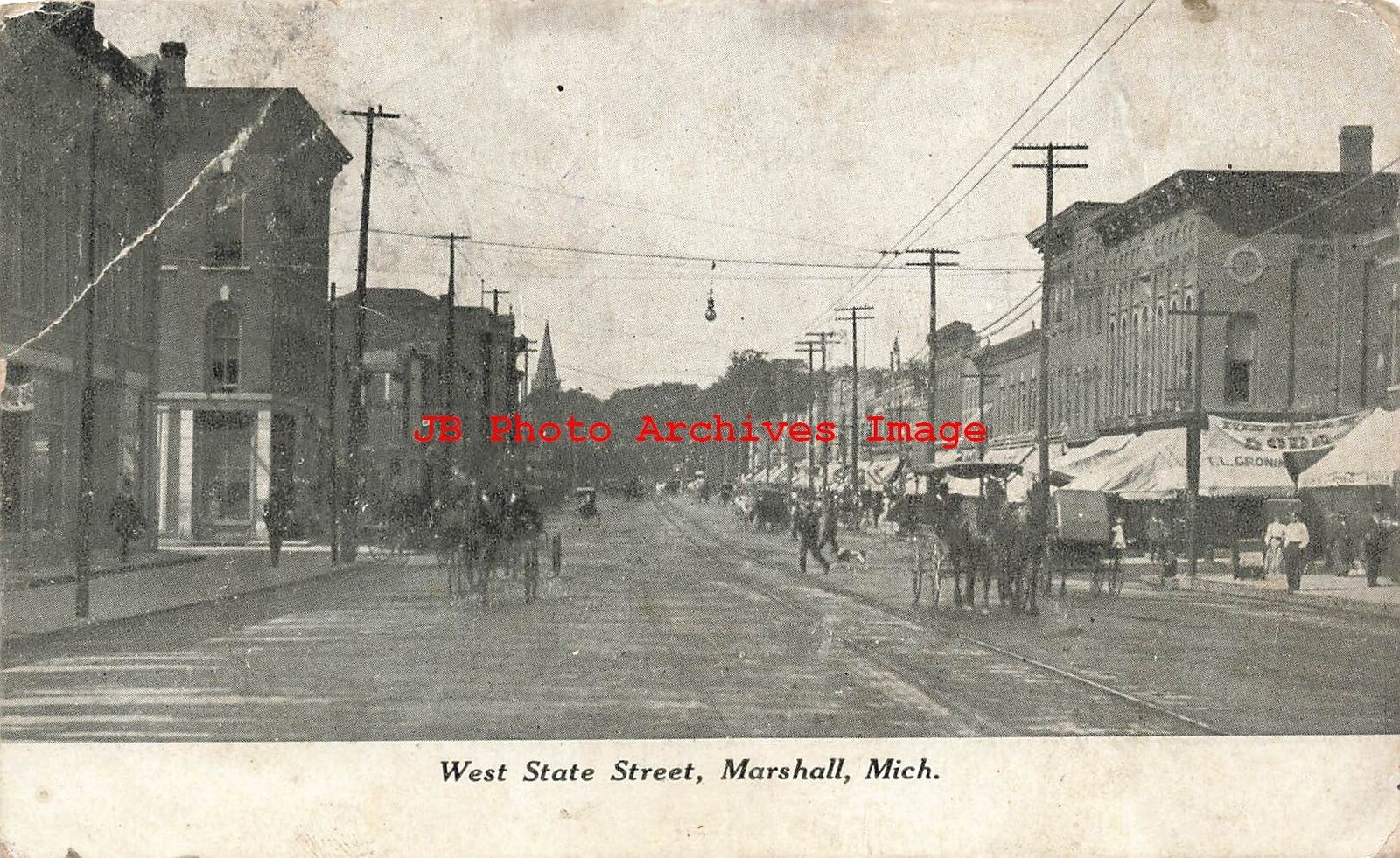 MI, Marshall, Michigan, West State Street, Business Section,1914 PM