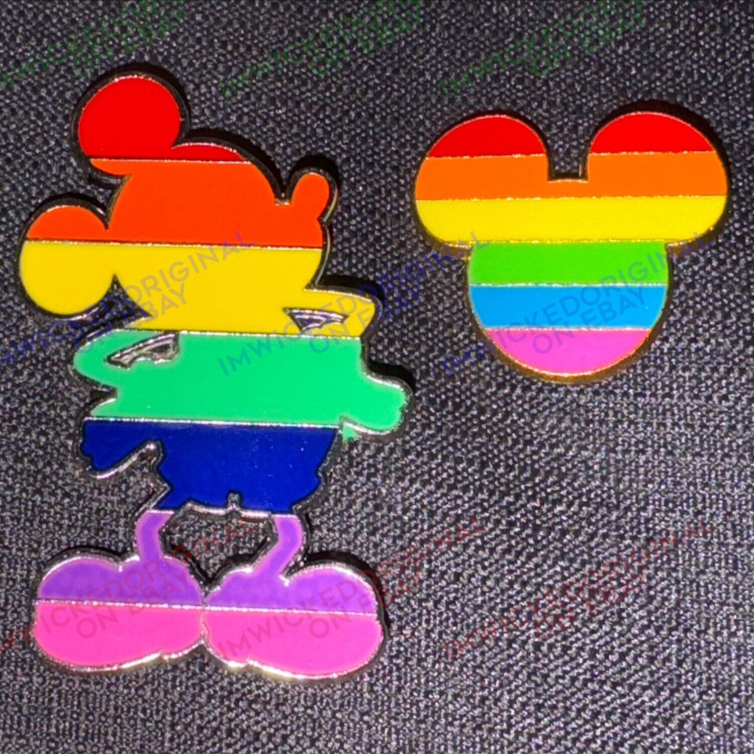 NEW 2x Disney Pins Lesbian Mickey Head GAY LGBTQ Pride Flag 2 RAINBOW COLLECTION