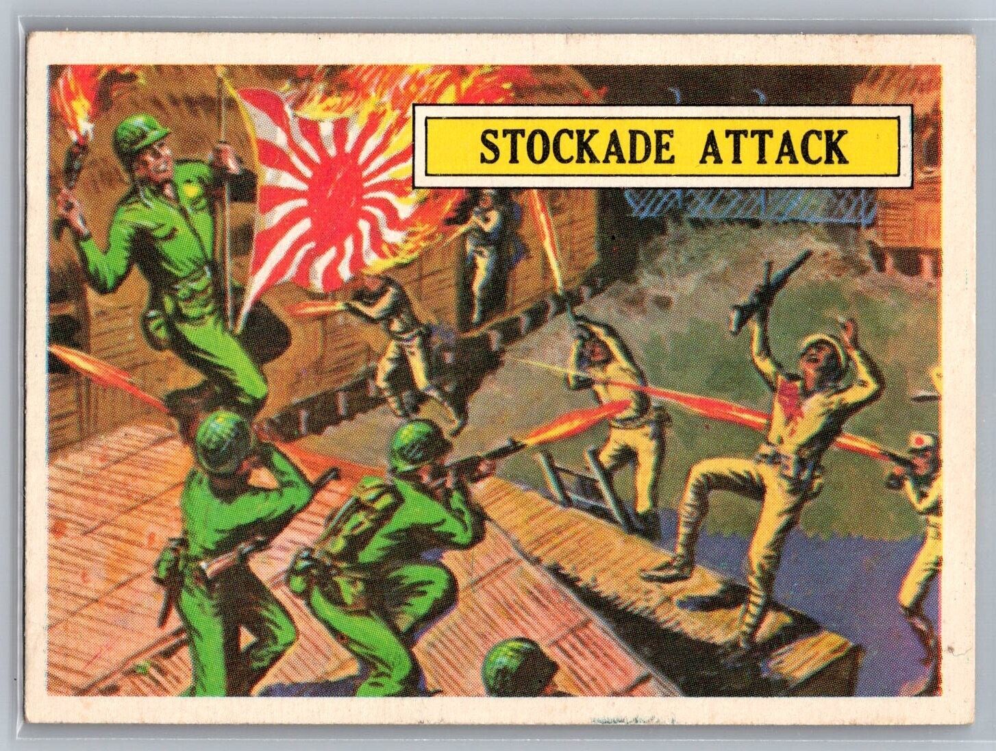 Stockade Attack 1965 A&BC Topps Battle Cards #22 - RARE - EX