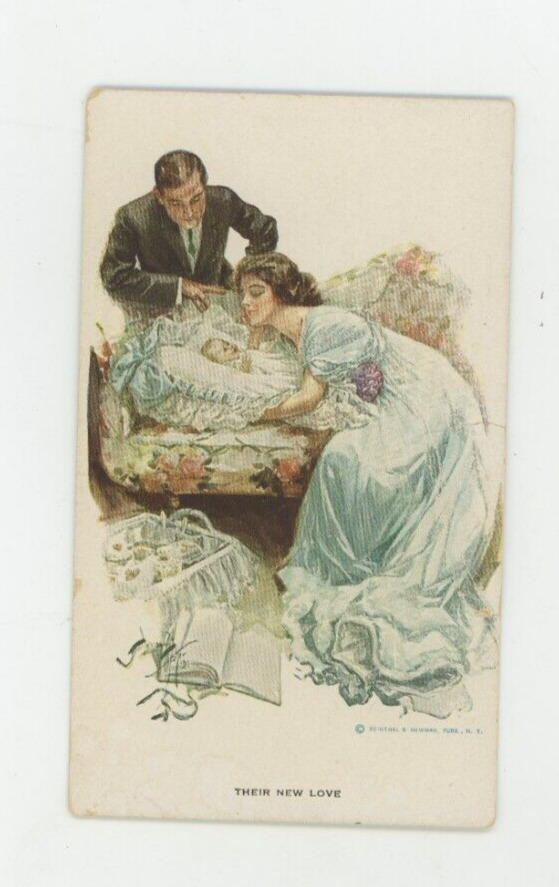Vintage Postcard  WOMEN MAN BABY THEIR NEW LOVE  UNPOSTED