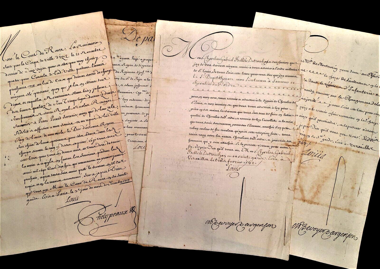1700s KING  LOUIS XV AUTOGRAPHED DOCUMENT - Patent Letters/Military Orders