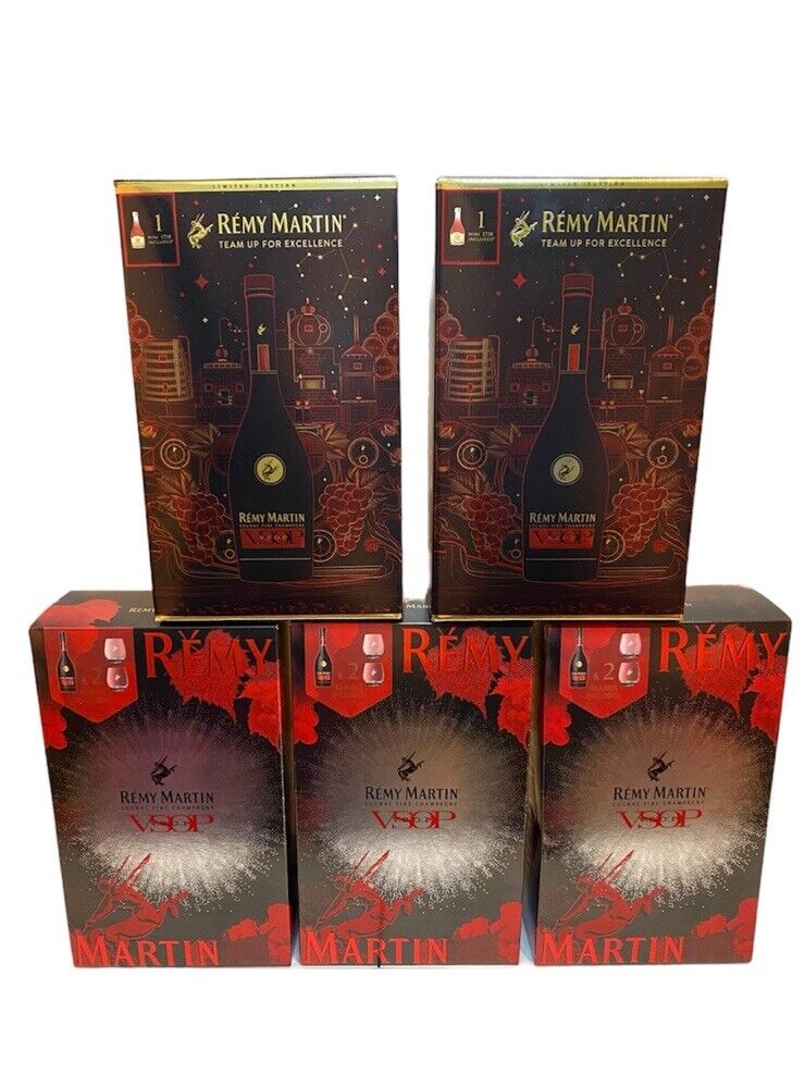 RARE VTG Lot Of 5 Remy Martin VSOP Cognac Holiday EMPTY Gift Box 750ml Bar