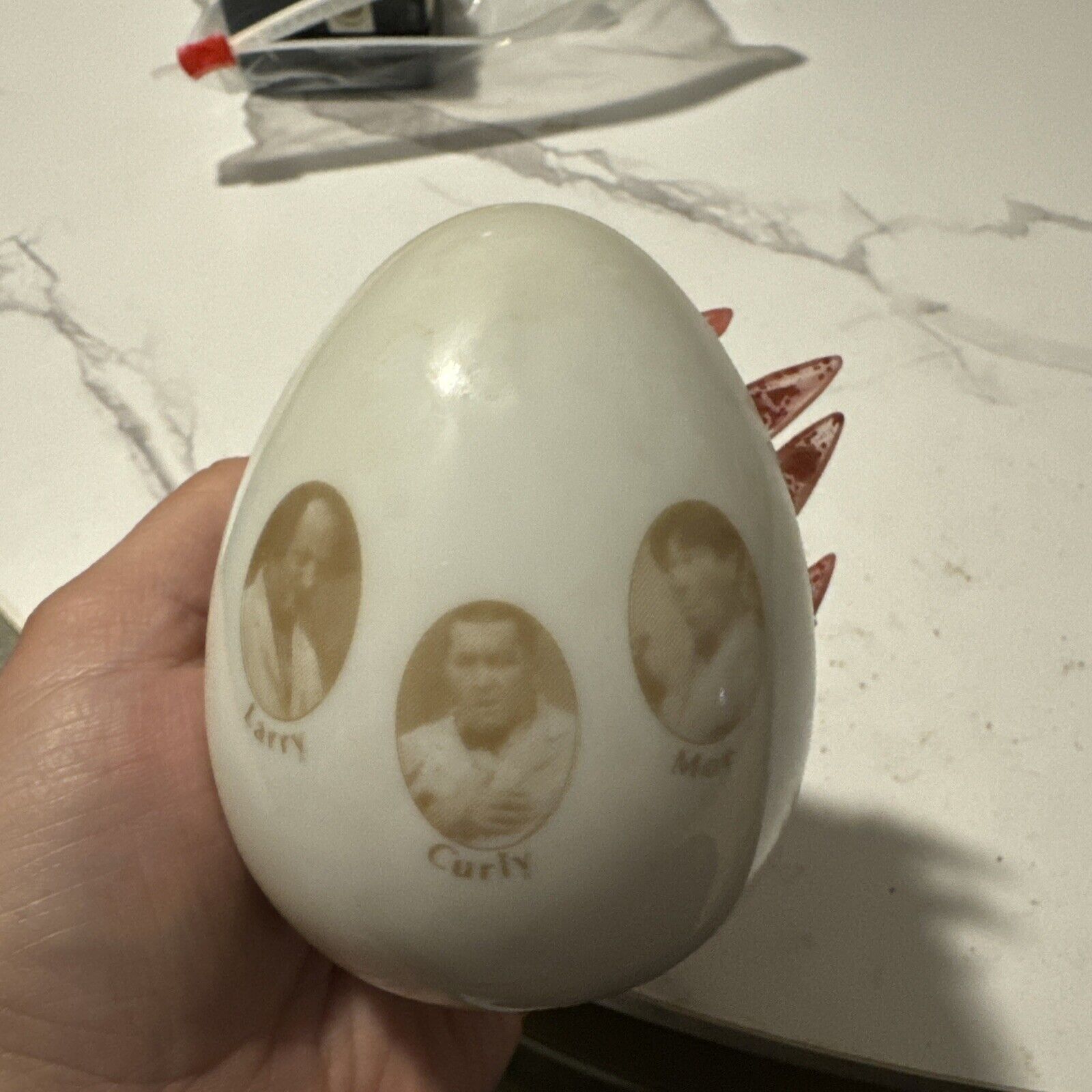 Three Stooges Ceramic Egg