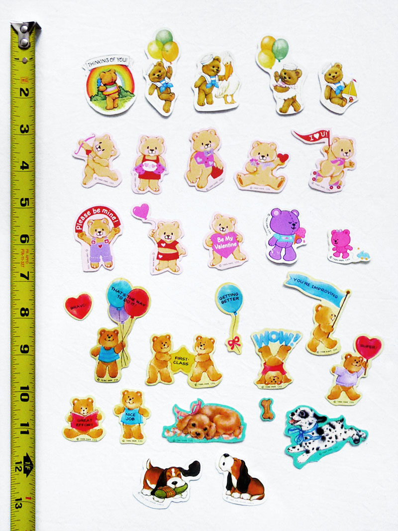 29 Lot/Pc VINTAGE 1980s HALLMARK Bears & Dogs Collectible Scrapbook Stickers 