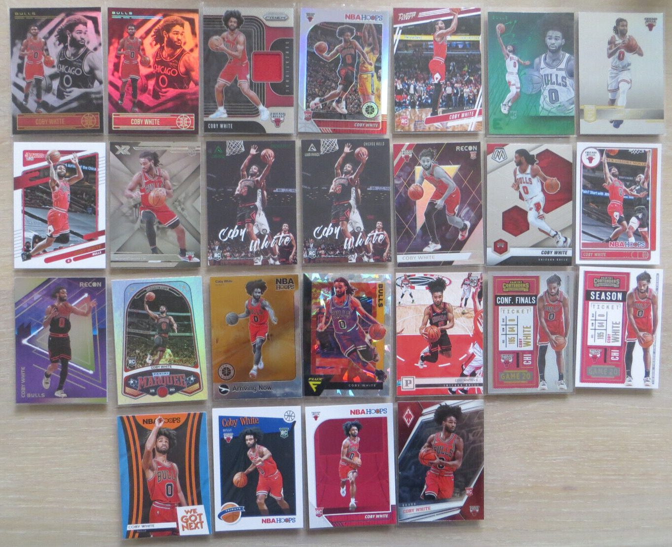 25 Cards 15 RC  2019-20 Coby White GU Rookie Parallel Prizm Chicago BULLS