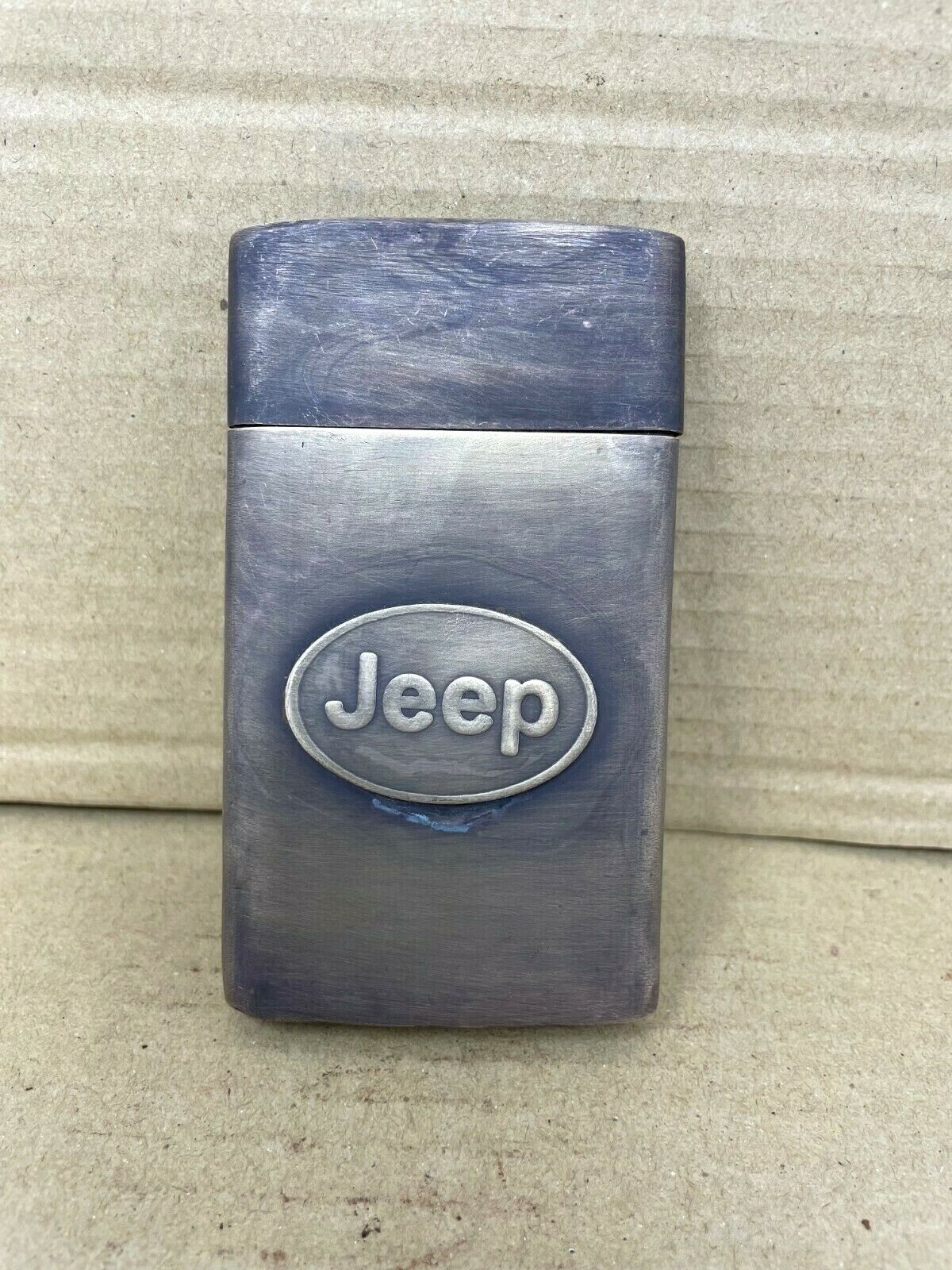Case Holder for Matches Small Items Jeep Tag Vintage Looking  Antiqued Brass