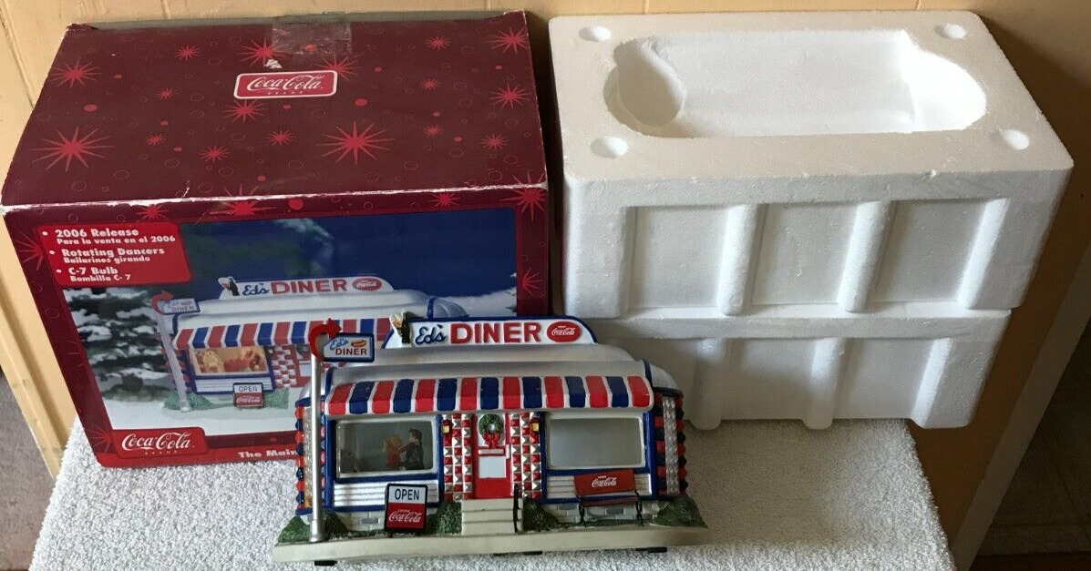 Coca-Cola Xmas 2006 The Main Street Collection ED\'S DINER w Box NO Power or Bulb